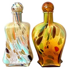 Vintage Boho Italian Murano Glass Bottles - Set of 2