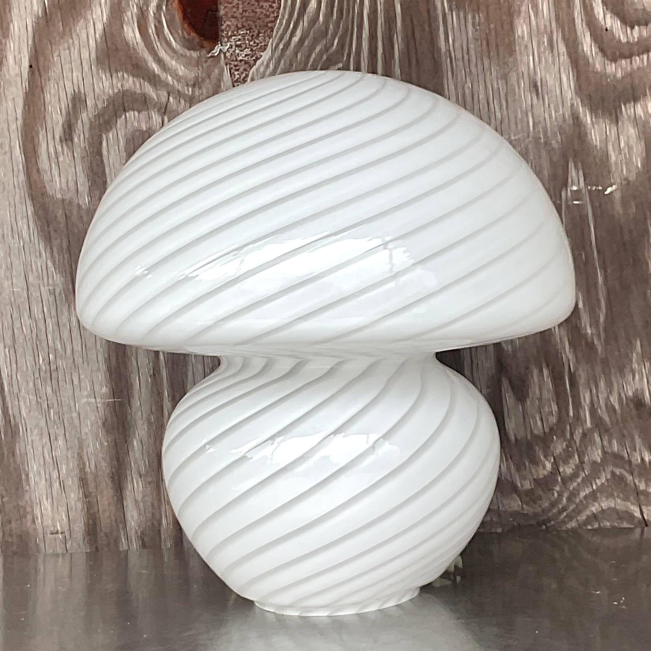 Vintage Boho Italian Murano Glass Mushroom Lamp, Unmarked For Sale 2