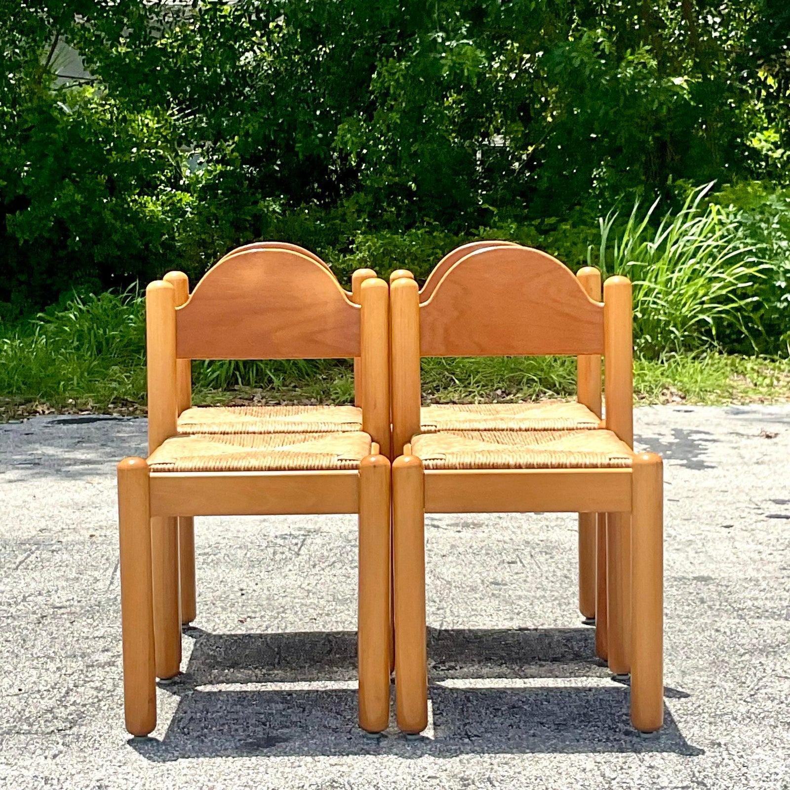 Italienische Boho-Padova-Stühle im Vintage-Stil nach Hank Lowenstein, 4er-Set im Zustand „Gut“ im Angebot in west palm beach, FL