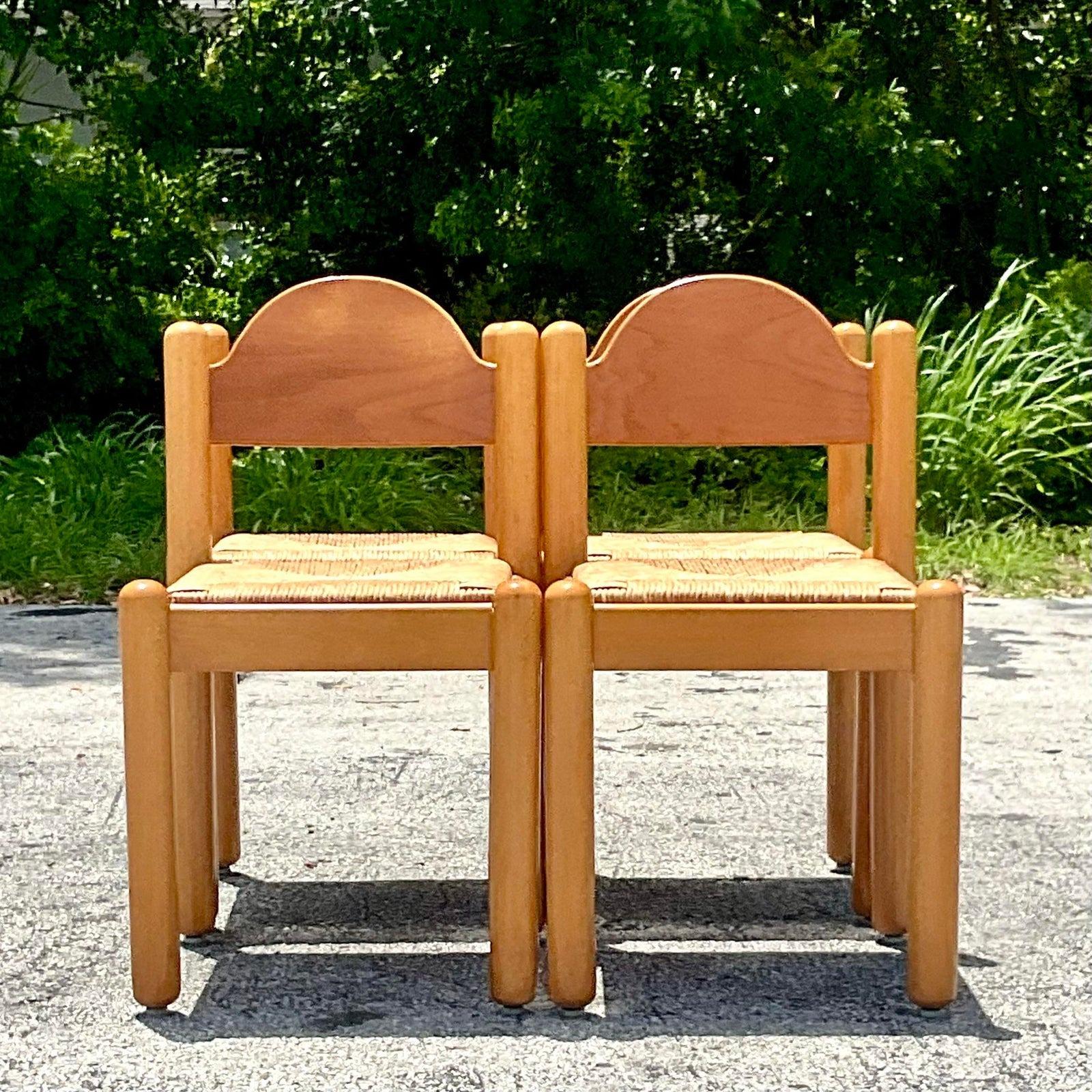 Vintage Boho Italian Padova Chairs After Hank Lowenstein - Set of 4 In Good Condition For Sale In west palm beach, FL