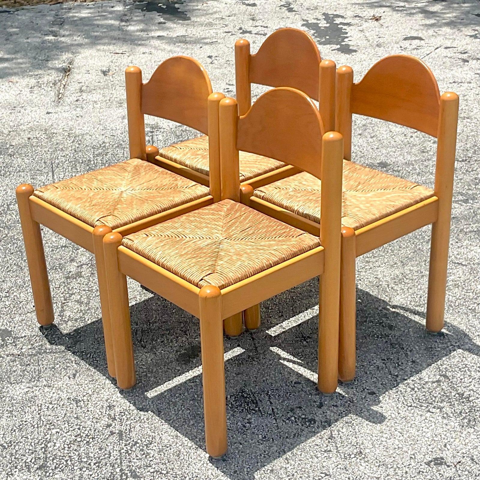 20th Century Vintage Boho Italian Padova Chairs After Hank Lowenstein - Set of 4 For Sale