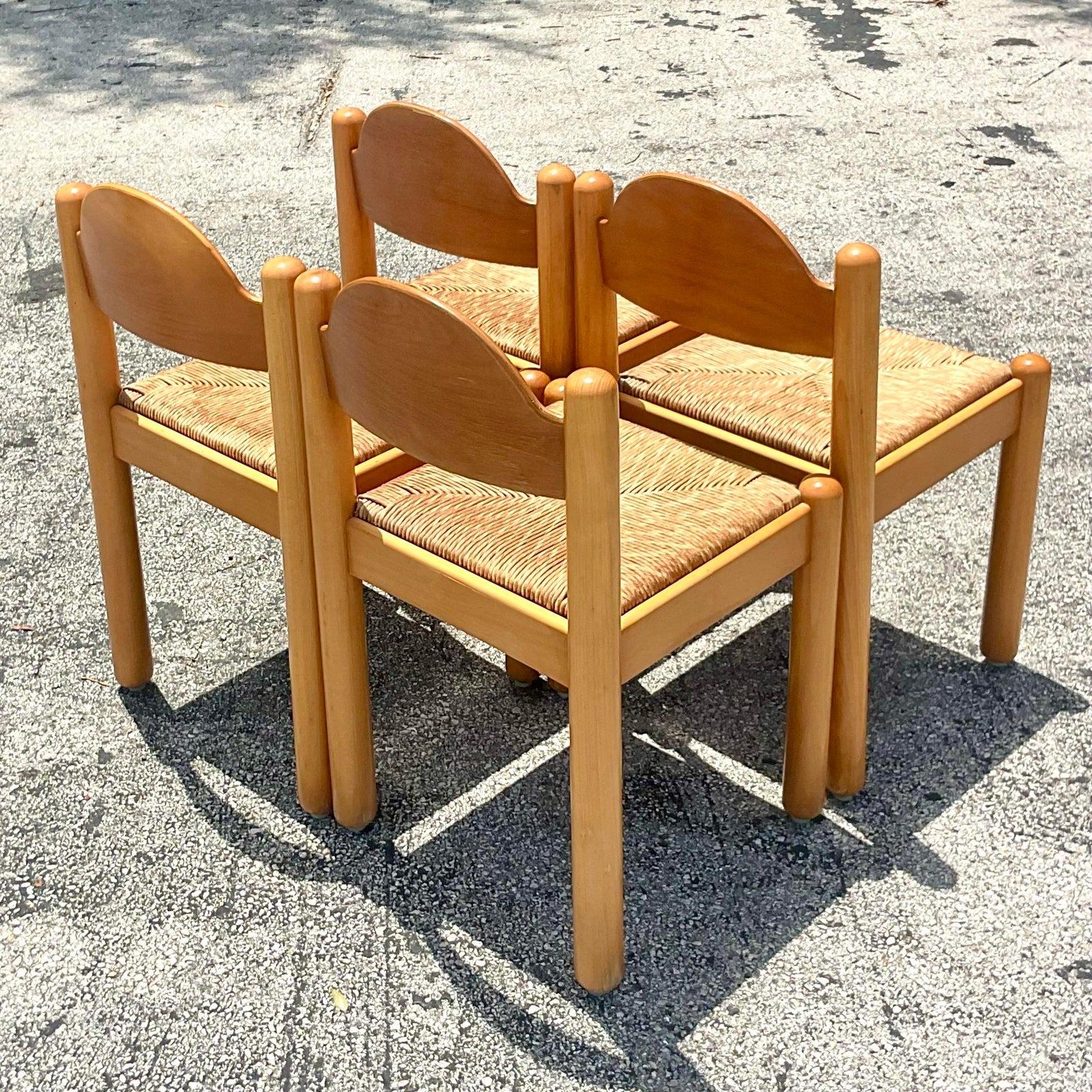 Rush Vintage Boho Italian Padova Chairs After Hank Lowenstein - Set of 4 For Sale