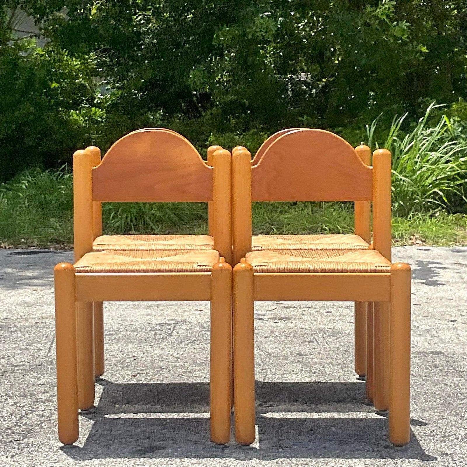 Vintage Boho Italian Padova Chairs After Hank Lowenstein - Set of 4 For Sale 1