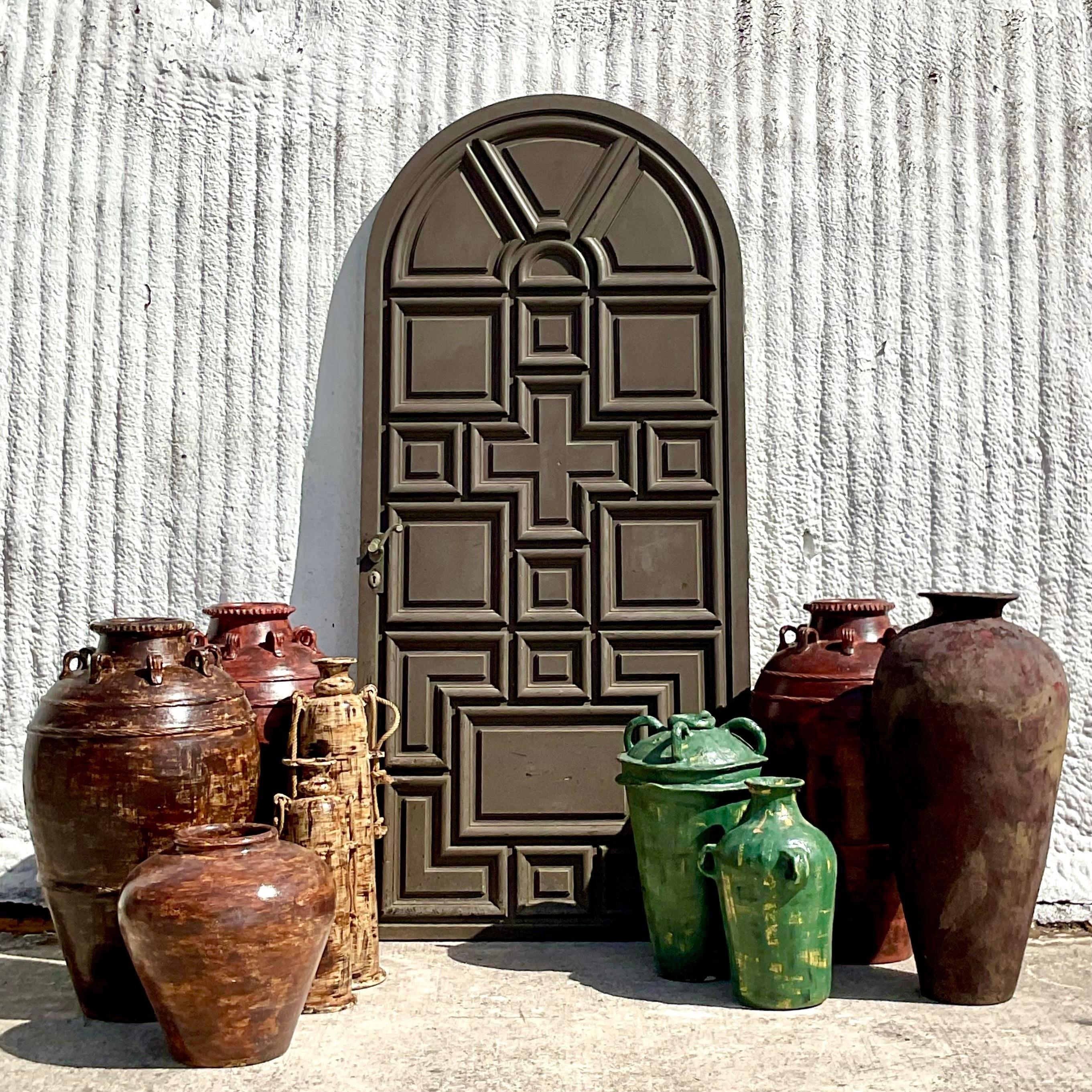  Vintage Boho Italian Painted Urns - Set of 2 In Good Condition In west palm beach, FL