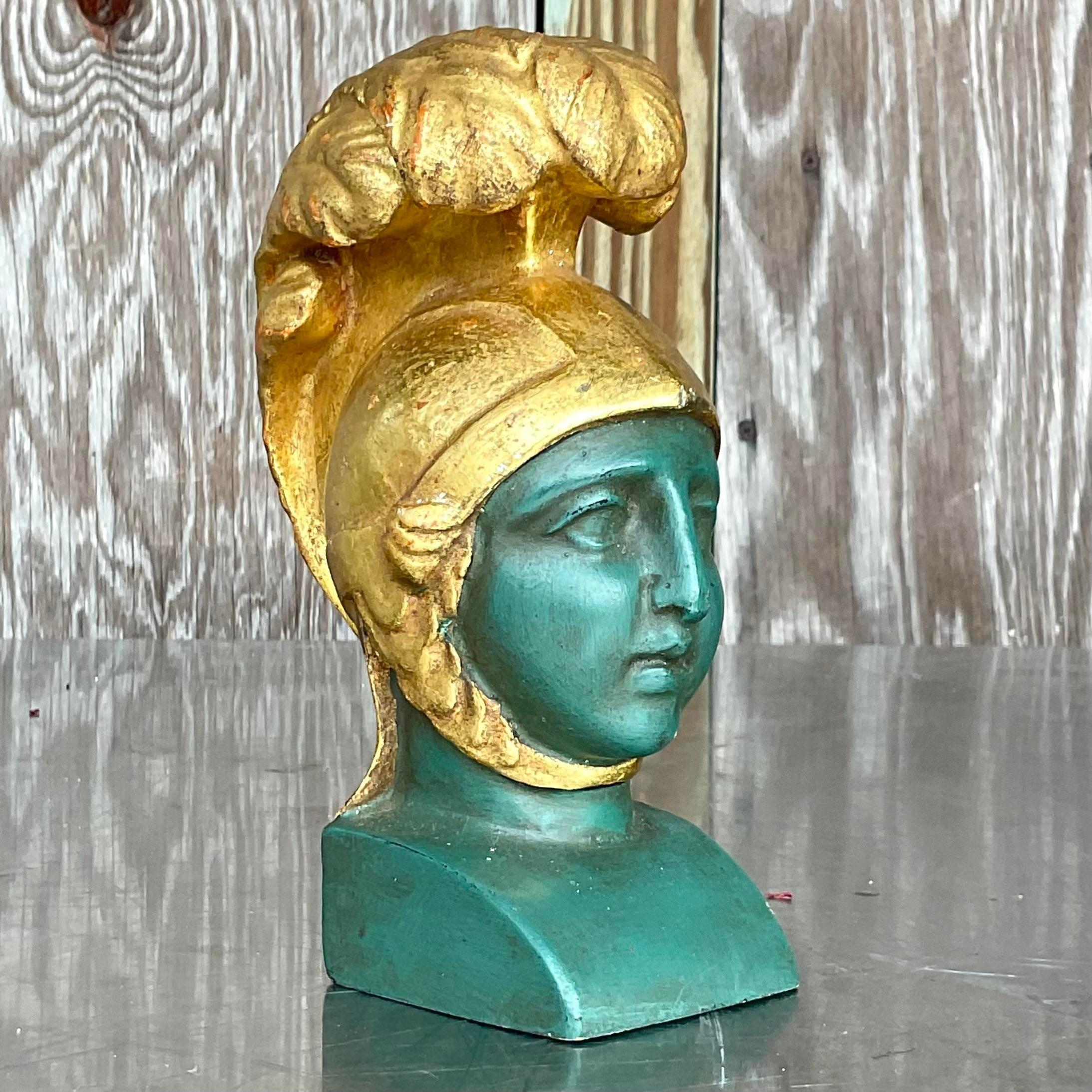 Vintage Boho Italian Plaster Gladiator Bust For Sale 1