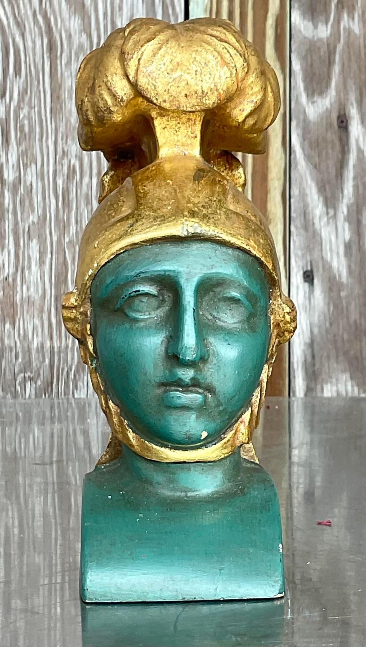 Vintage Boho Italian Plaster Gladiator Bust 2