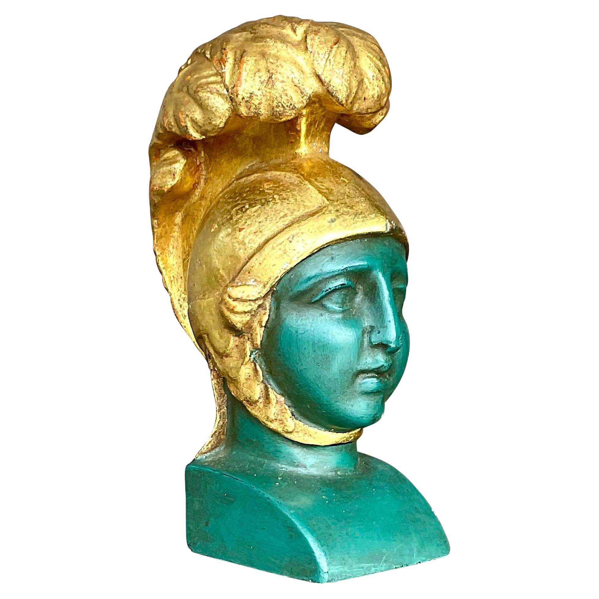 Buste de gladiateur italien vintage boho en plâtre