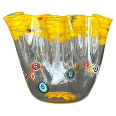 Vintage Boho Italian Ruffle Art Glass Vase