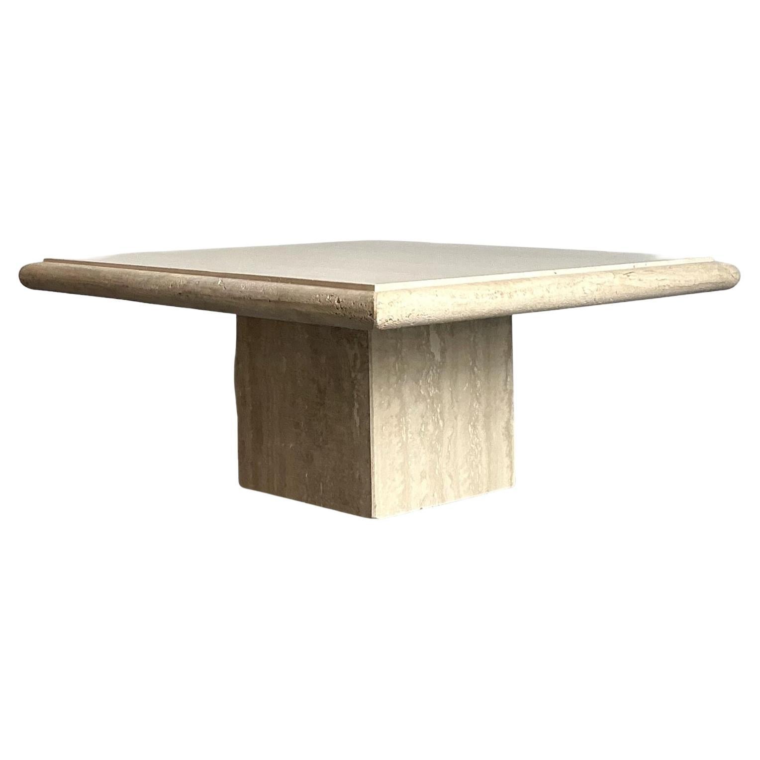 Vintage Boho Italian Stone International Travertin Couchtisch im Angebot