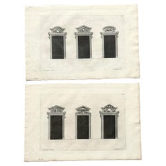 Vintage Boho Italian Widow Pediment Original Prints - A Pair