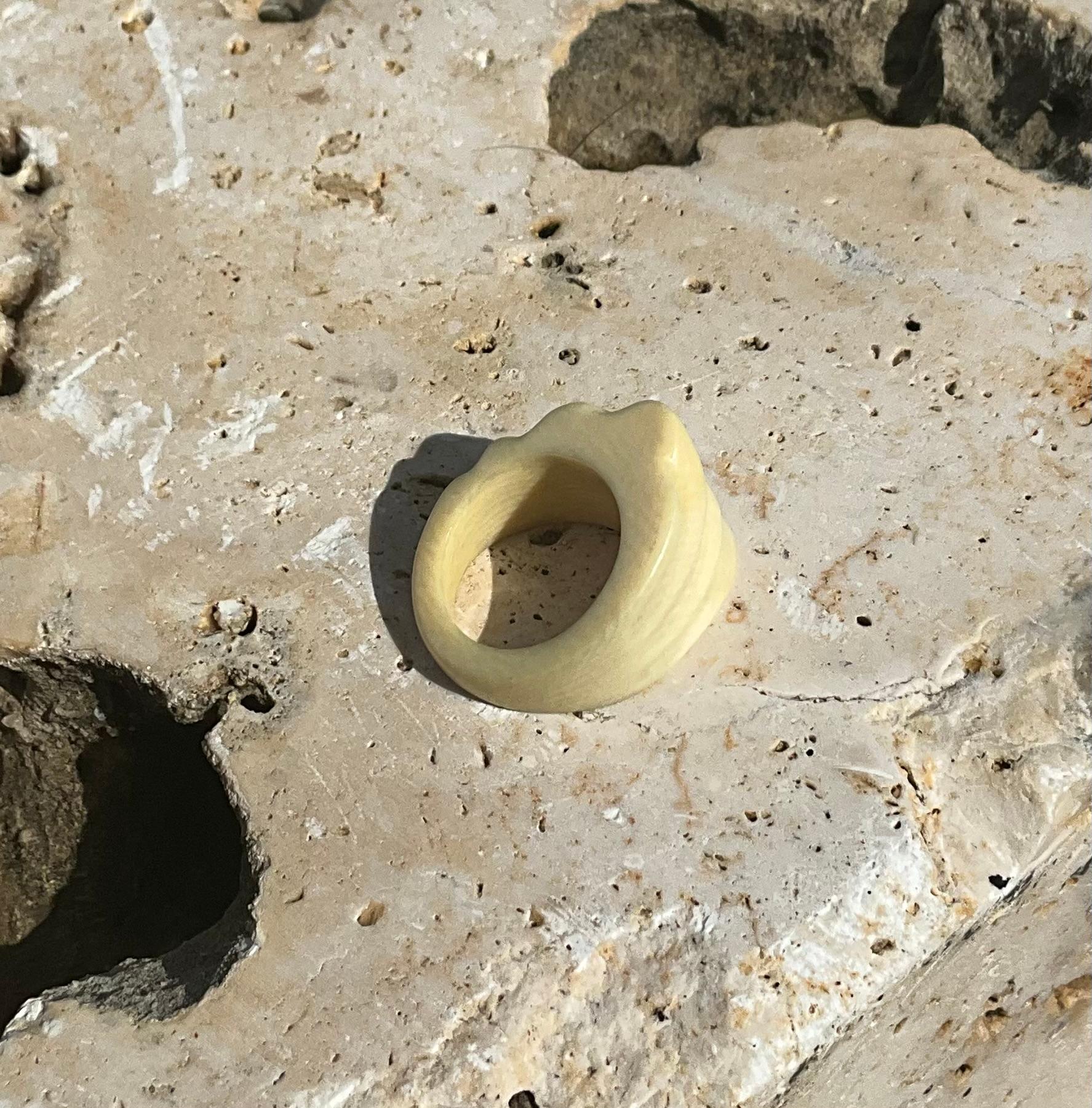Women's or Men's Vintage Boho Ivory Ring For Sale