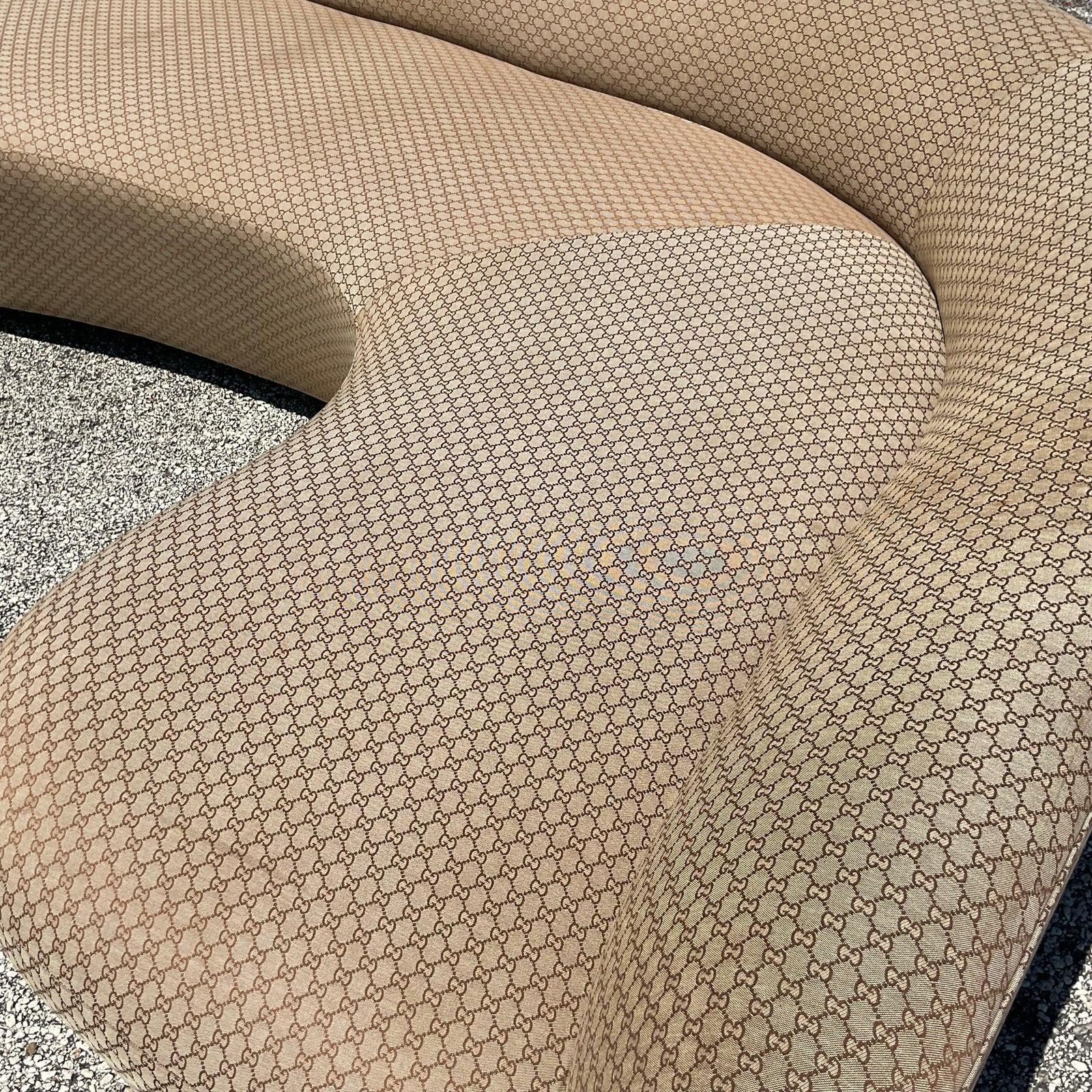 North American Vintage Boho Jacquard Logo Biomorphic Sofas - a Pair