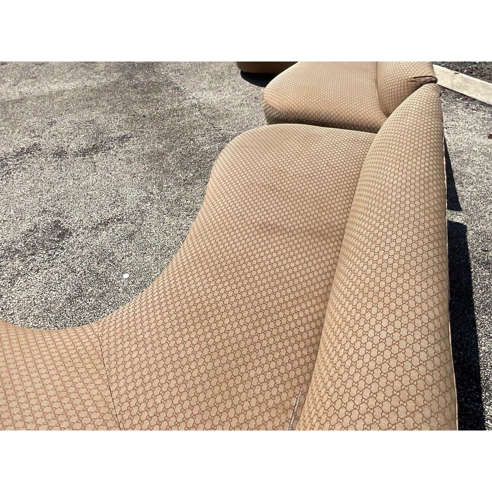 Vintage Boho Jacquard Logo Biomorphic Sofas - a Pair 1