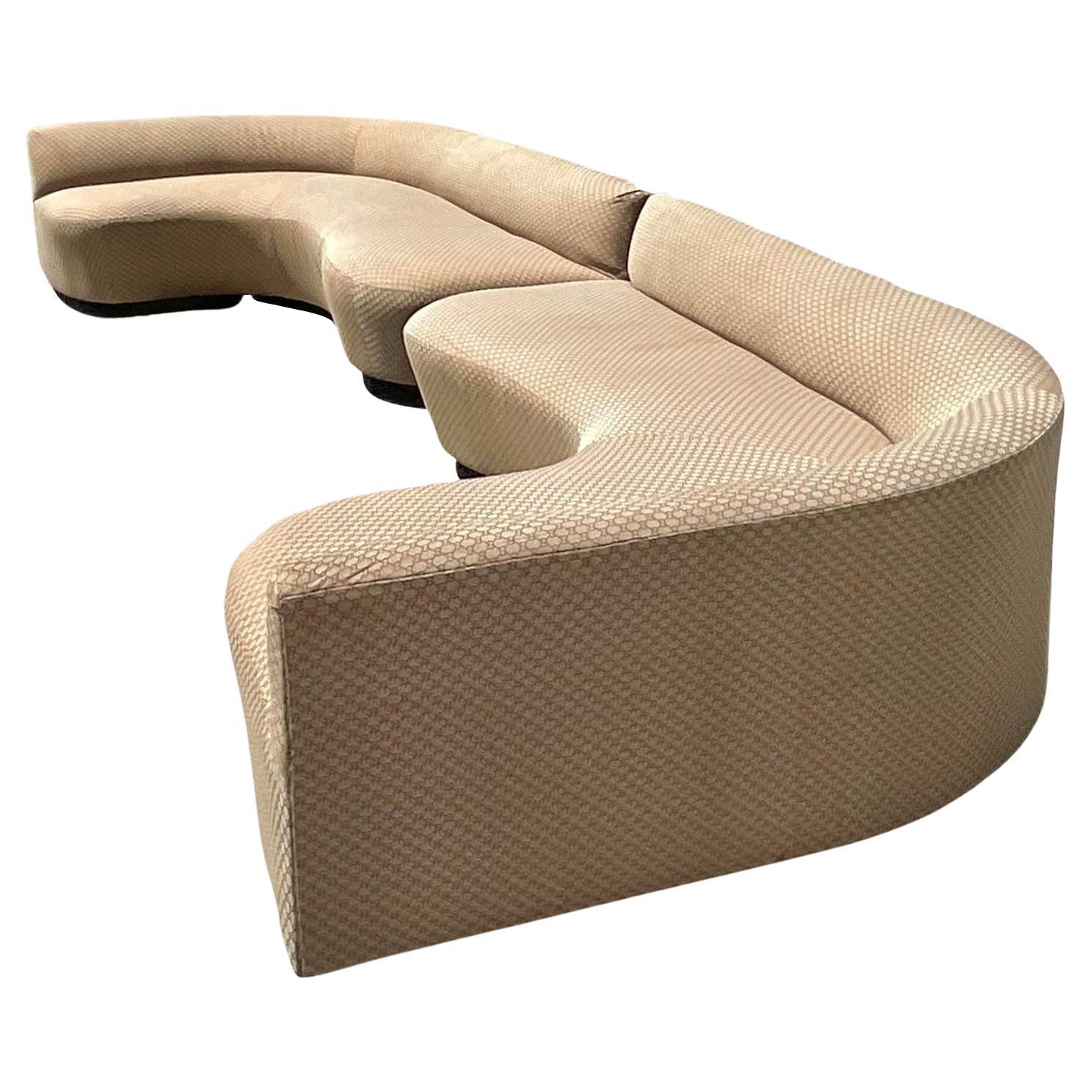 Vintage Boho Jacquard Logo Biomorphic Sofas - a Pair