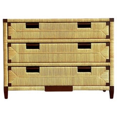 Vintage Boho John Hutton for Donghia Mahogany and Rattan Commode