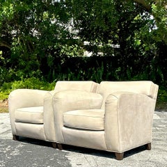 Pareja de tumbonas de ante vintage boho John Hutton para Donghia