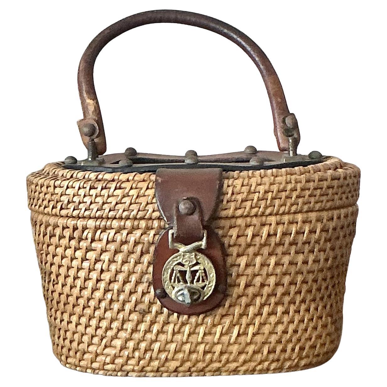 Vintage Boho John Romain Woven Rattan Bag