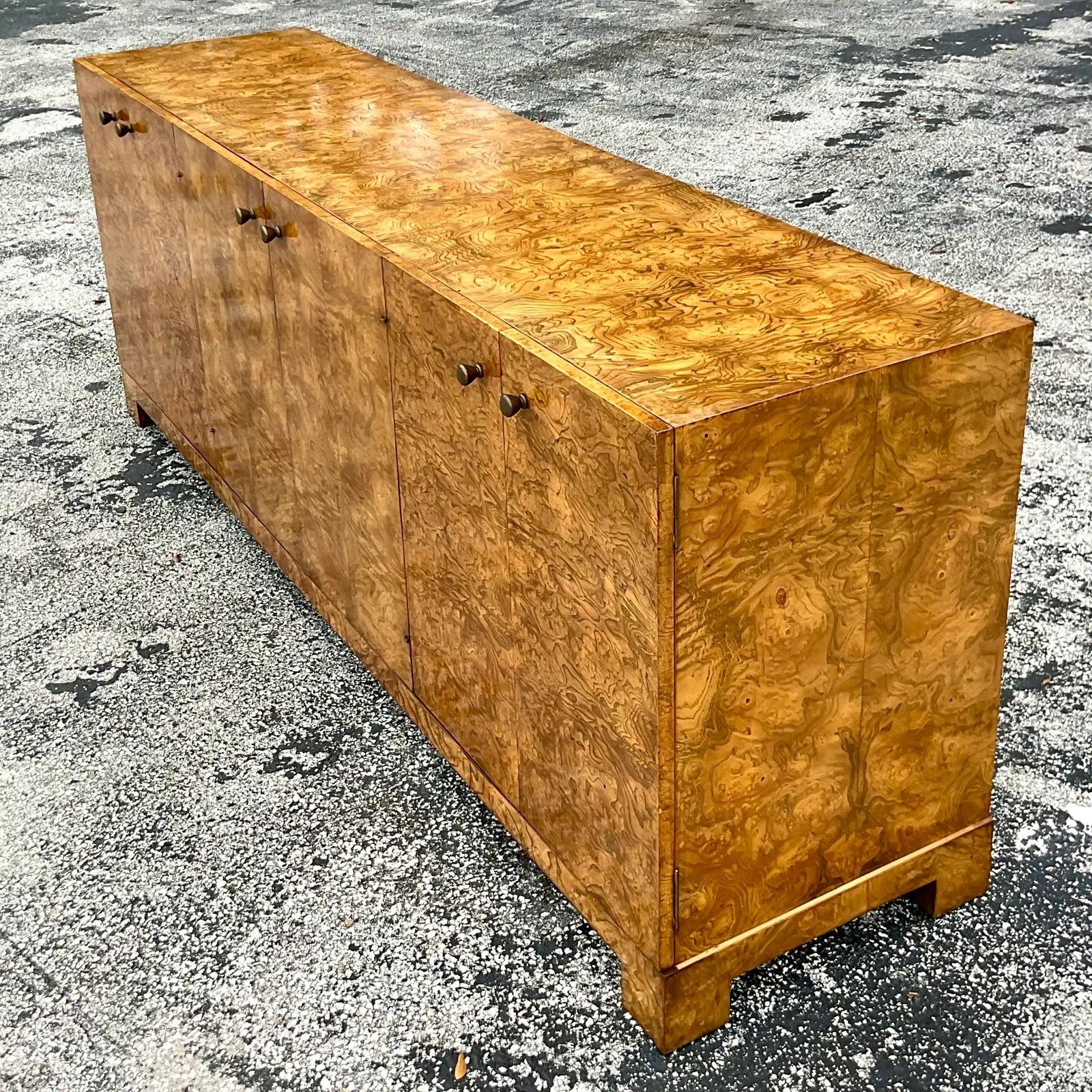 Vintage Boho John Widdicomb Burl Wood Credenza 2