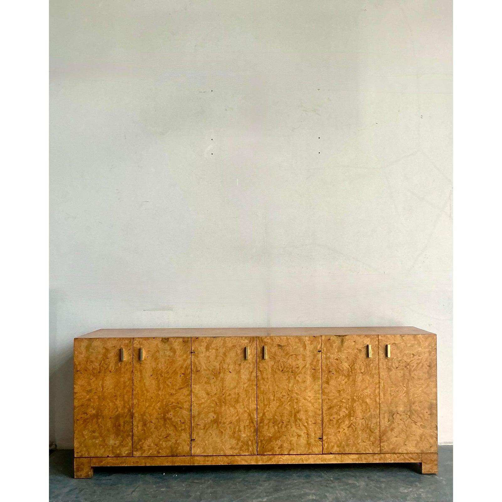 Vintage Boho John Widdicomb Burl Wood Credenza For Sale 3