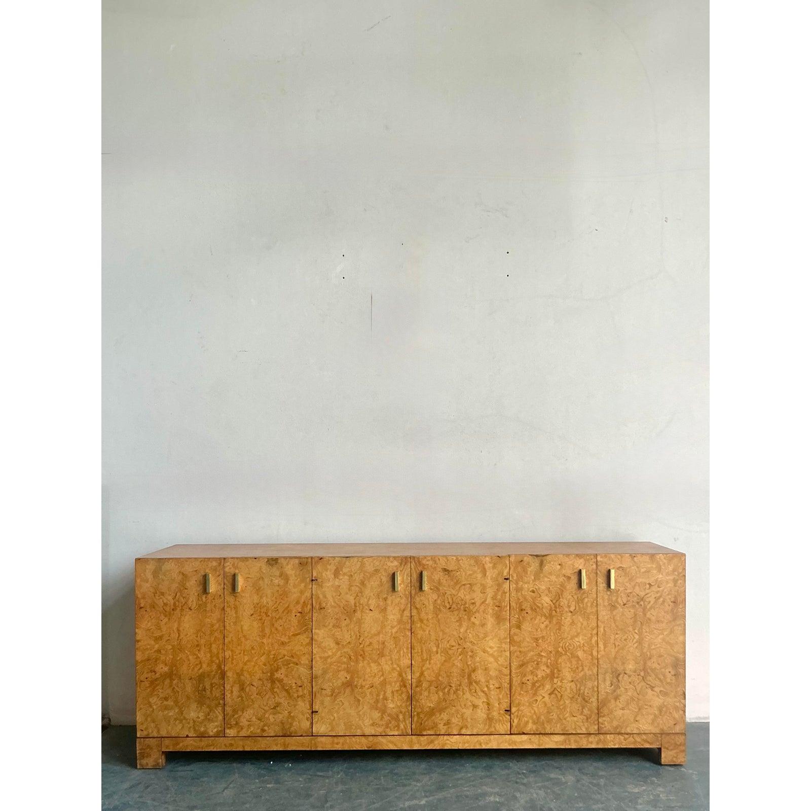 Vintage Boho John Widdicomb Burl Wood Credenza For Sale 4
