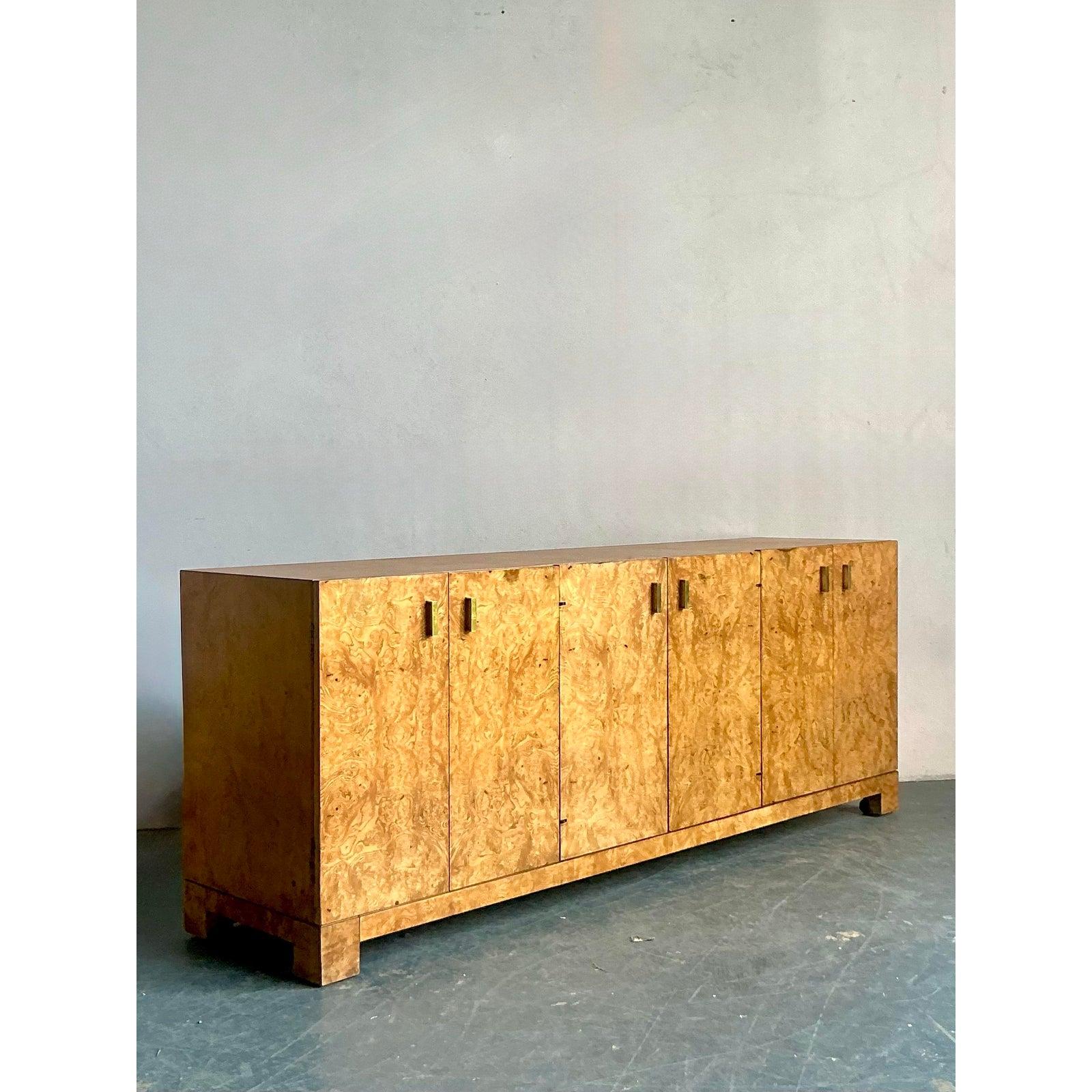 Vintage Boho John Widdicomb Burl Wood Credenza For Sale 5