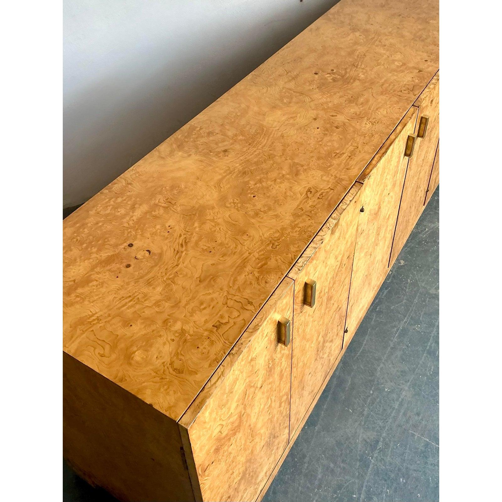 American Vintage Boho John Widdicomb Burl Wood Credenza For Sale