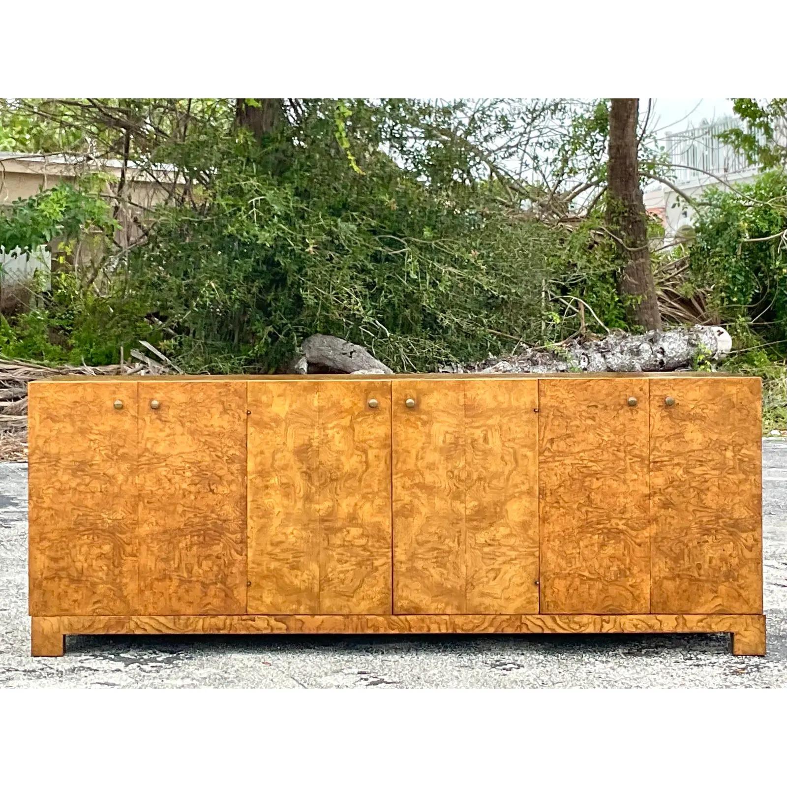 Mid-Century Modern Vintage Boho John Widdicomb Burl Wood Credenza