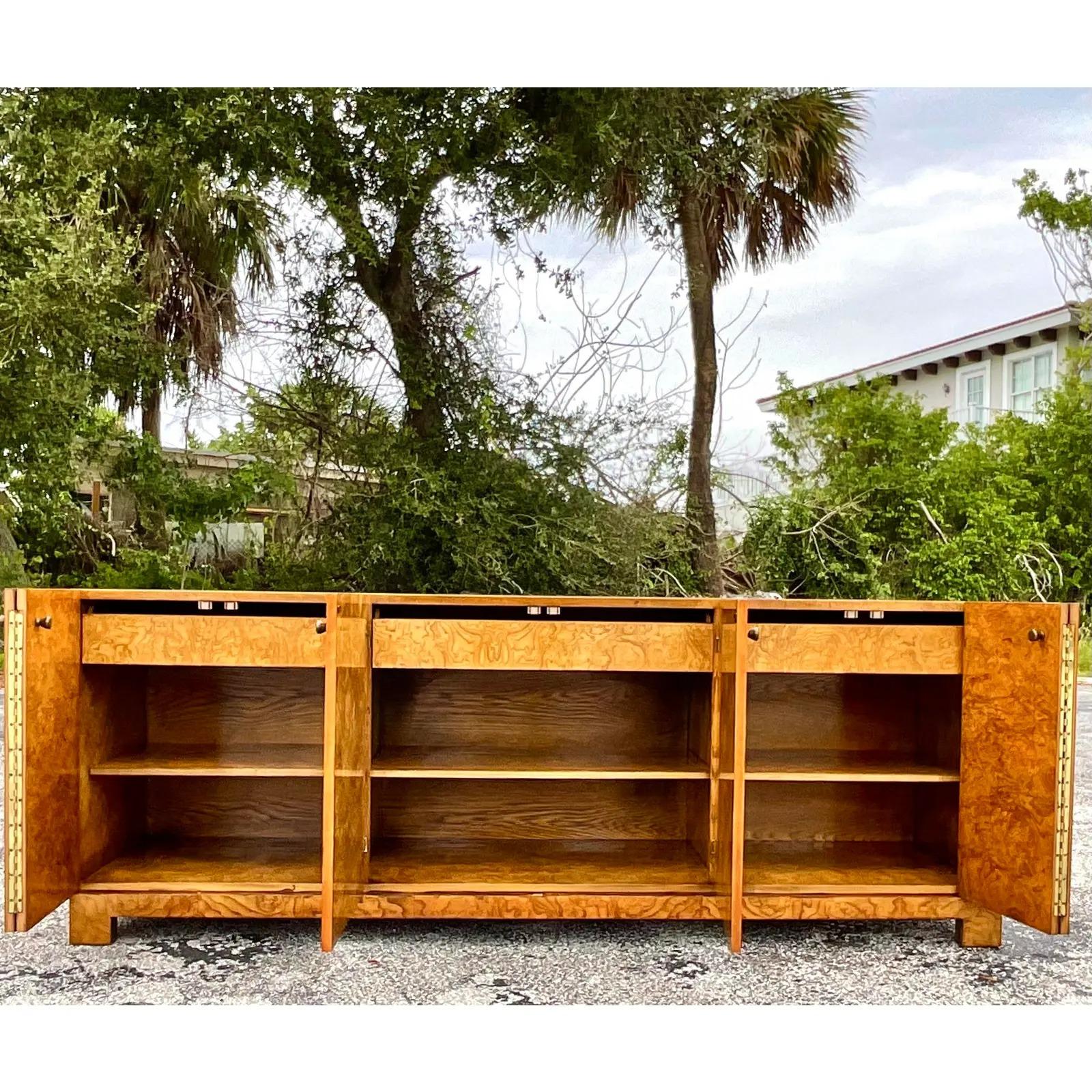 North American Vintage Boho John Widdicomb Burl Wood Credenza