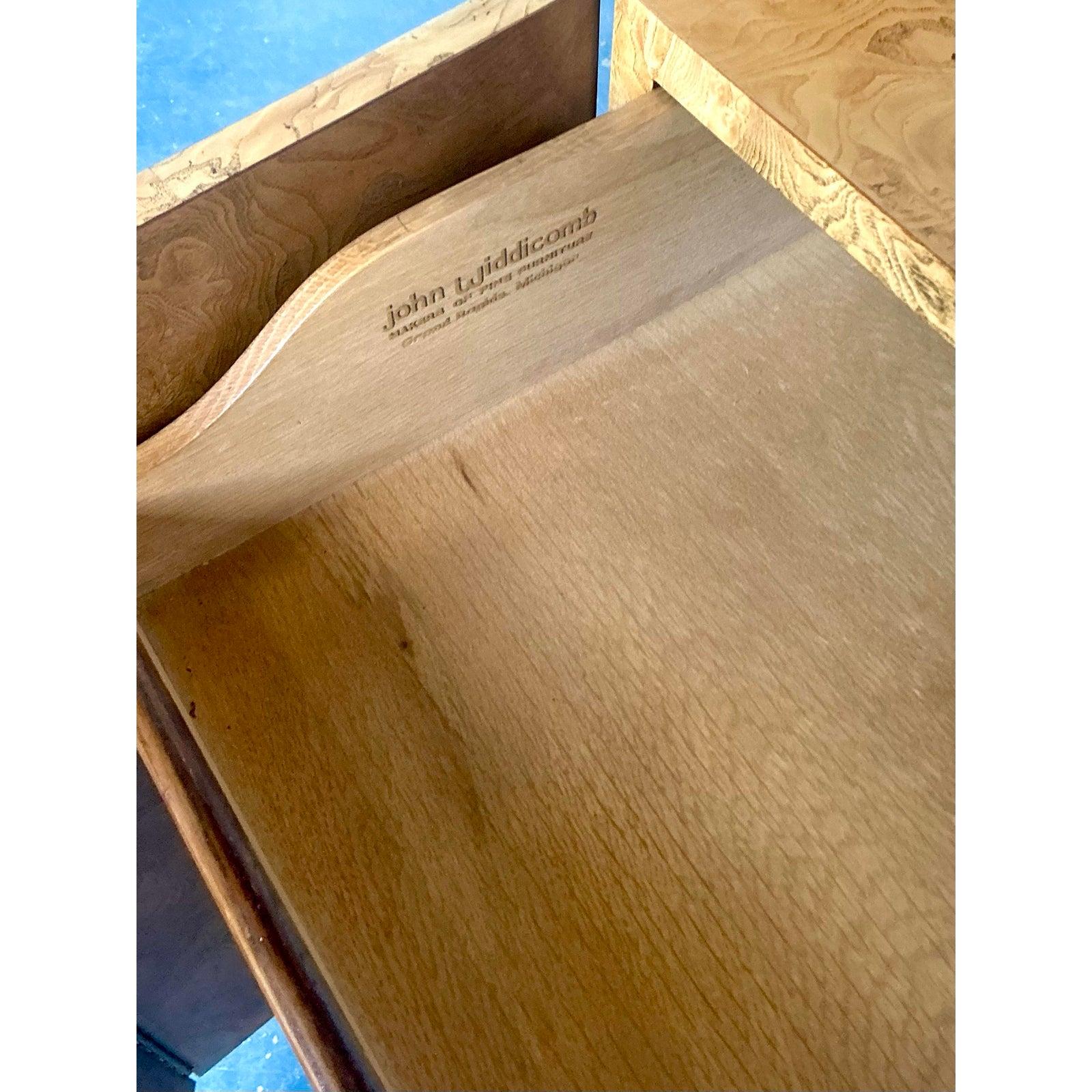 20th Century Vintage Boho John Widdicomb Burl Wood Credenza For Sale