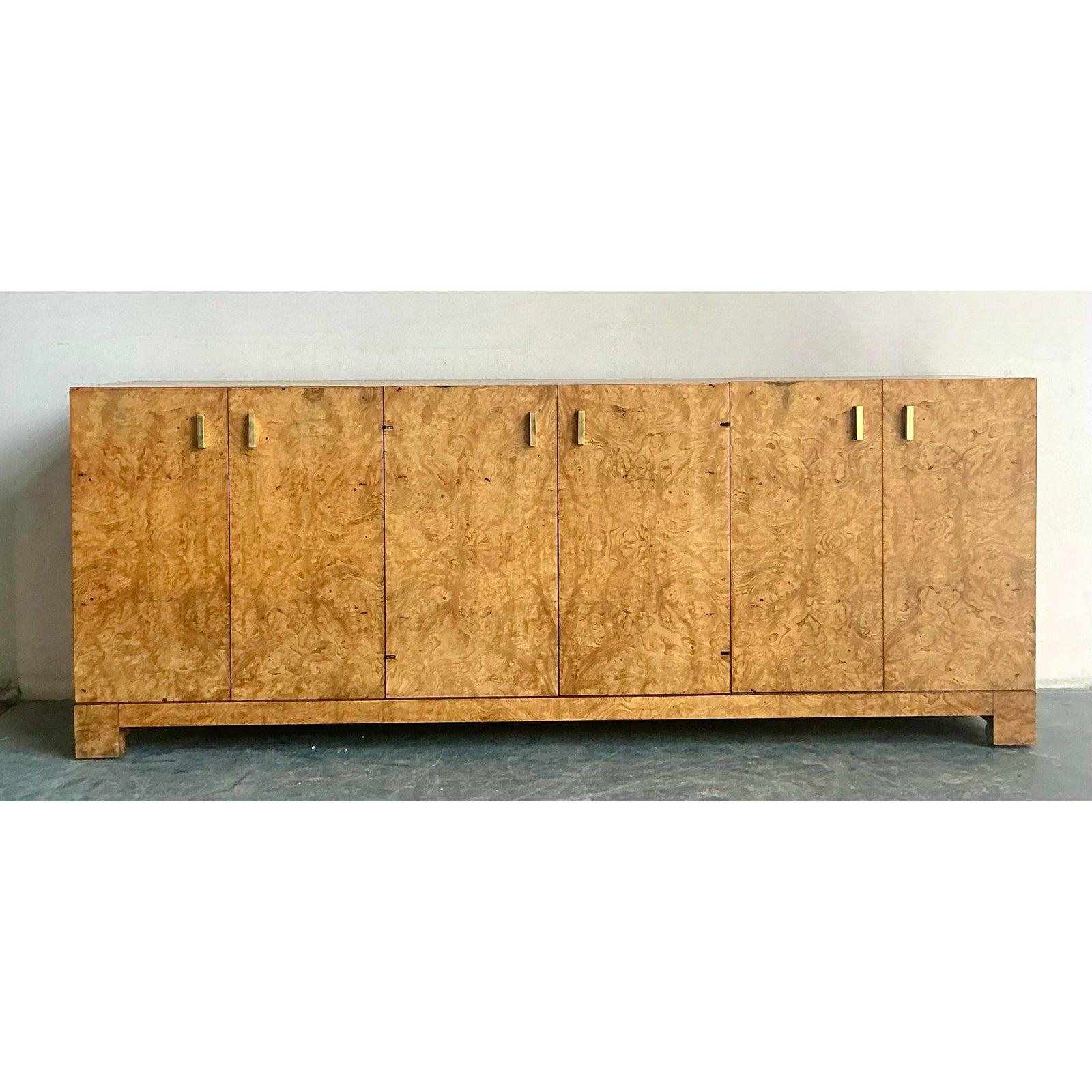 Vintage Boho John Widdicomb Burl Wood Credenza For Sale 1