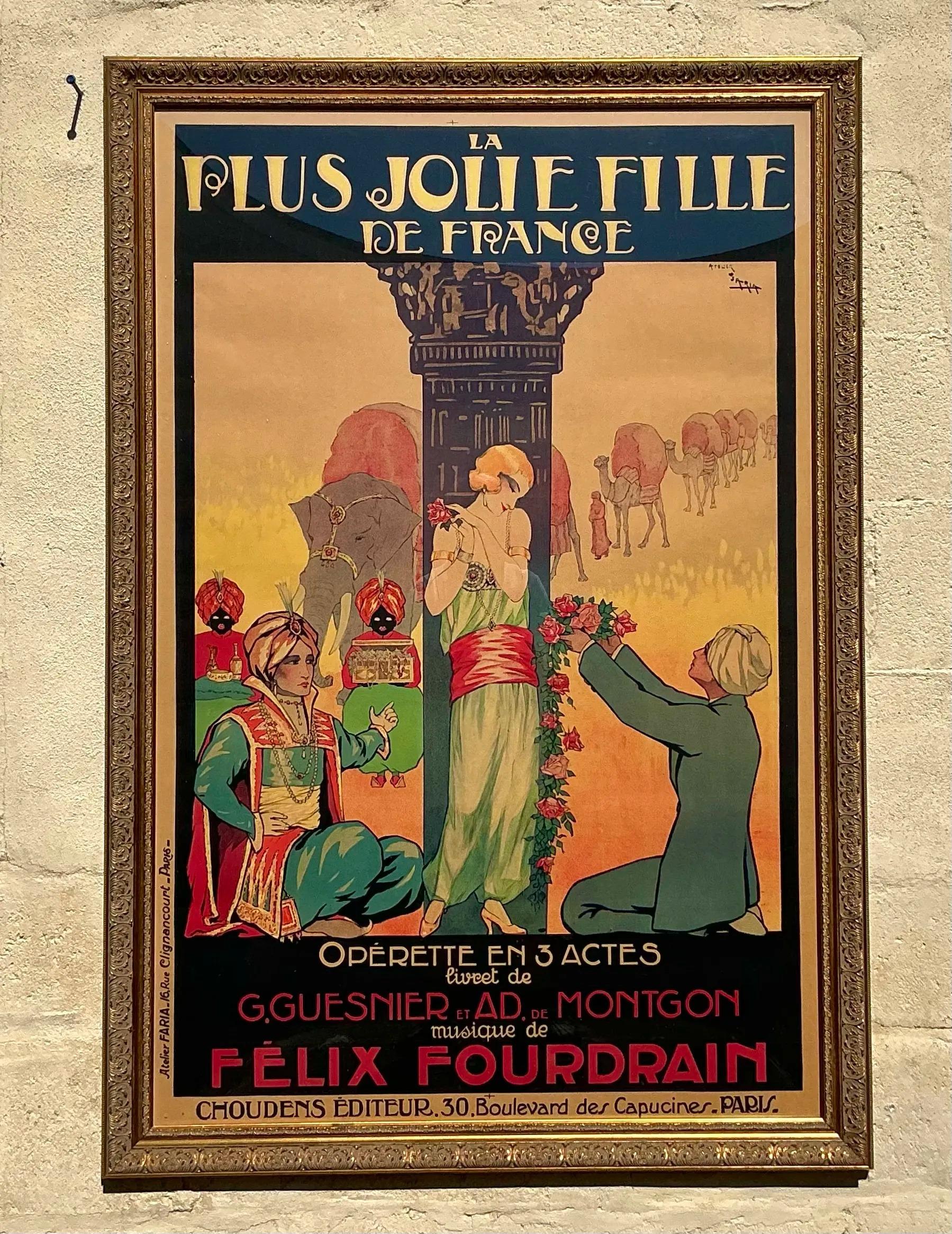 20th Century Vintage Boho Jolie Fille French Poster For Sale