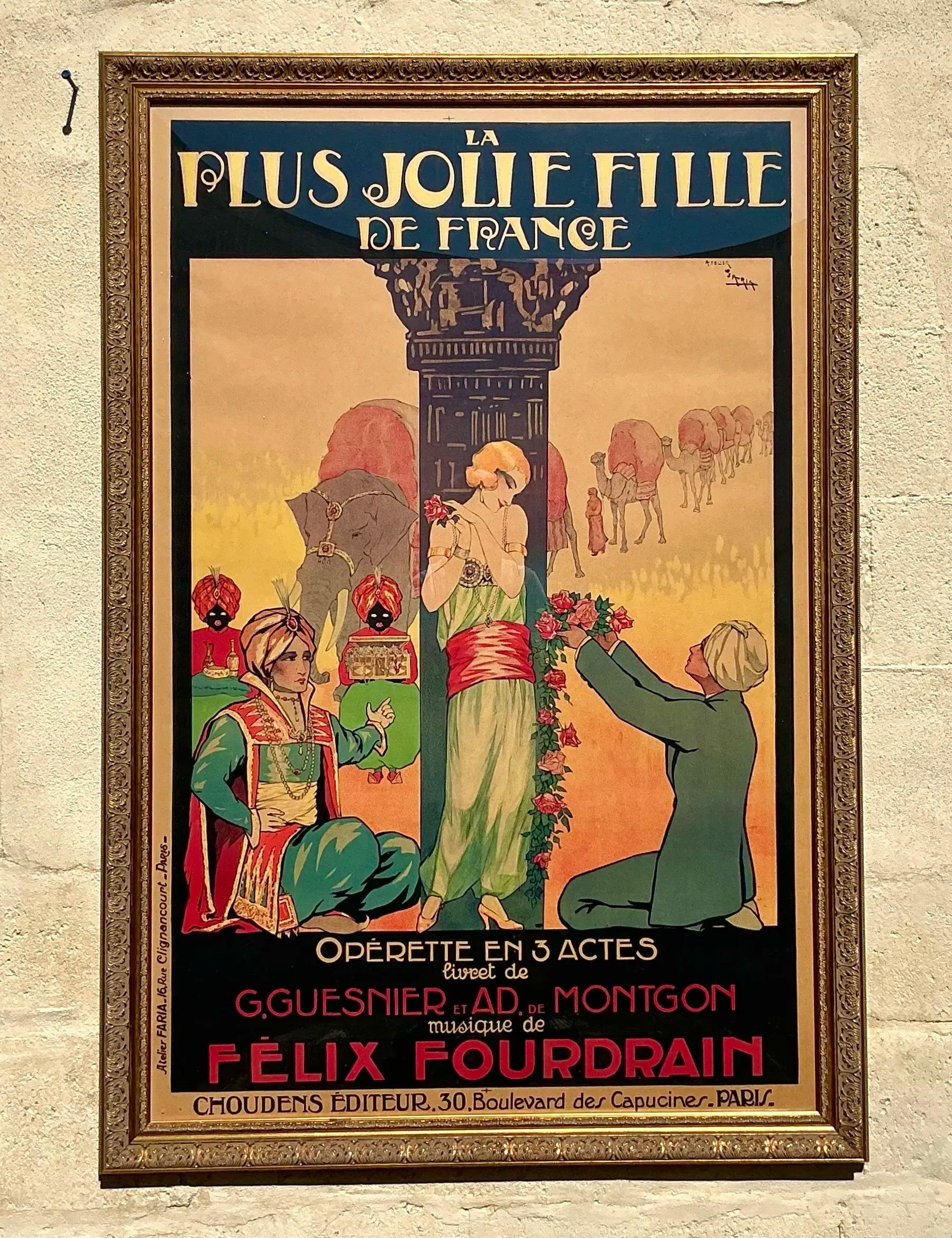 Vintage Boho Jolie Fille French Poster For Sale 1