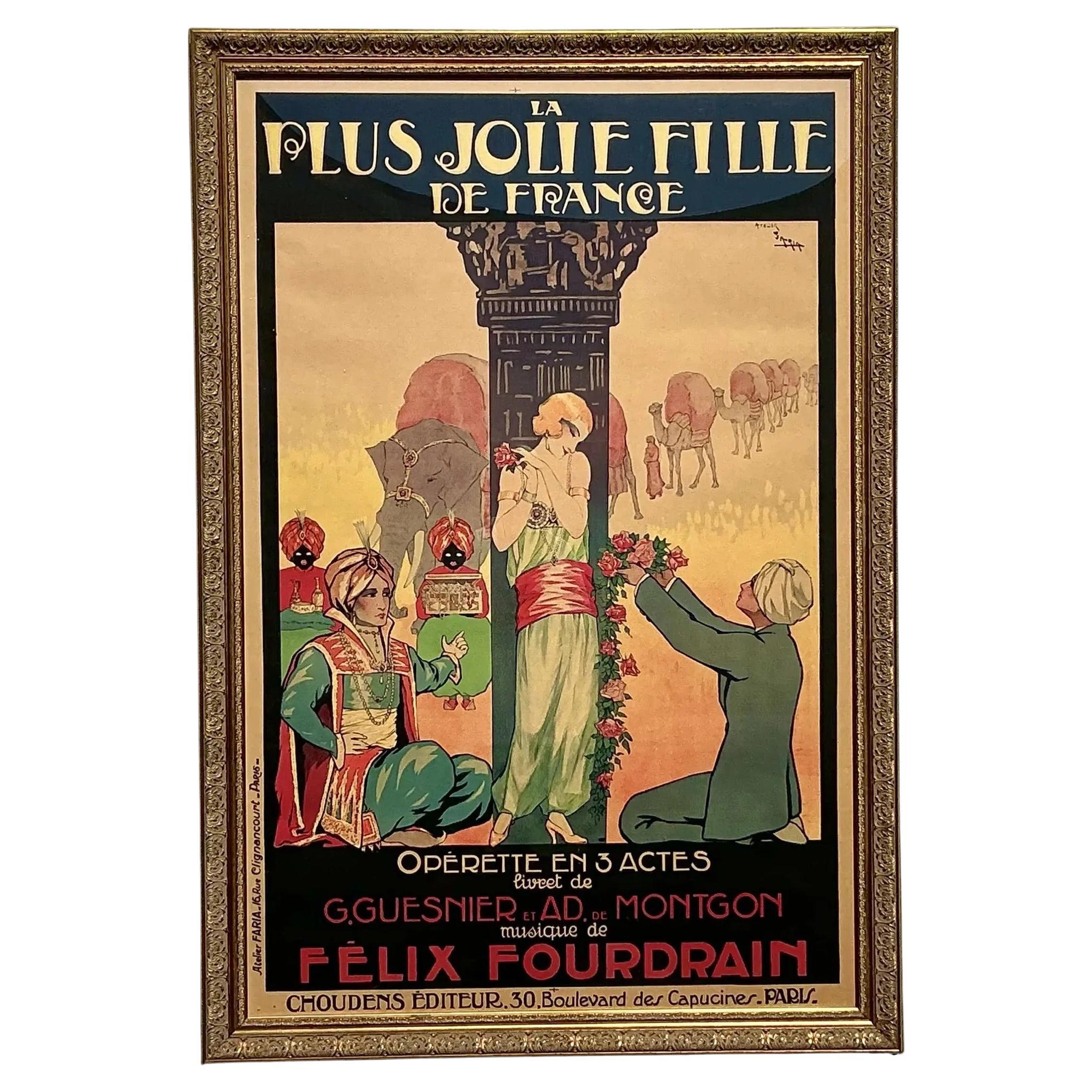 Vintage Boho Jolie Fille French Poster