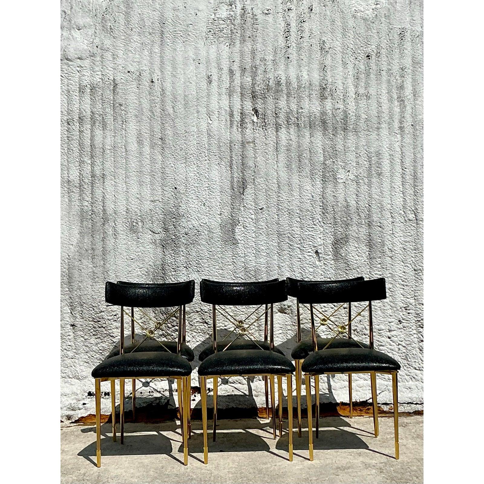 Vintage Boho Jonathan Adler Reiter-Esszimmerstühle, 6er-Set, Vintage im Angebot 1