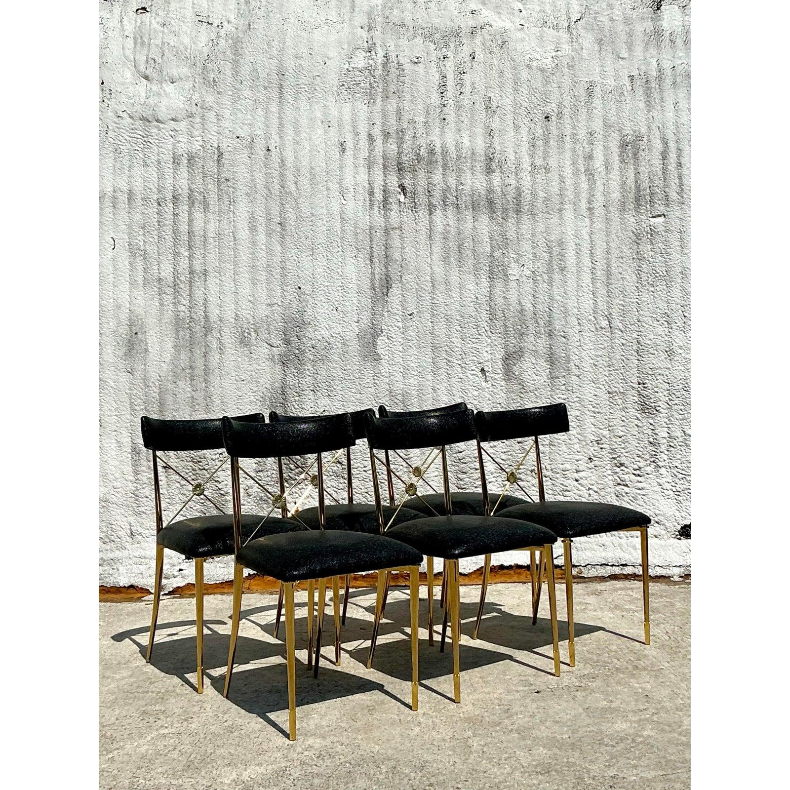 Vintage Boho Jonathan Adler Reiter-Esszimmerstühle, 6er-Set, Vintage im Angebot 2