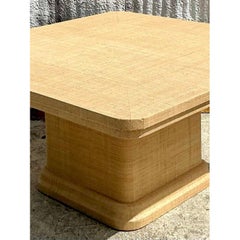 Vintage Boho Karl Springer Grasscloth Dining Table