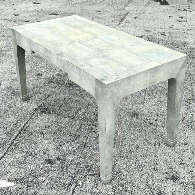 Vintage Boho Karl Springer Shagreen-Schreibtisch mit umwickeltem Schreibtisch im Angebot 1
