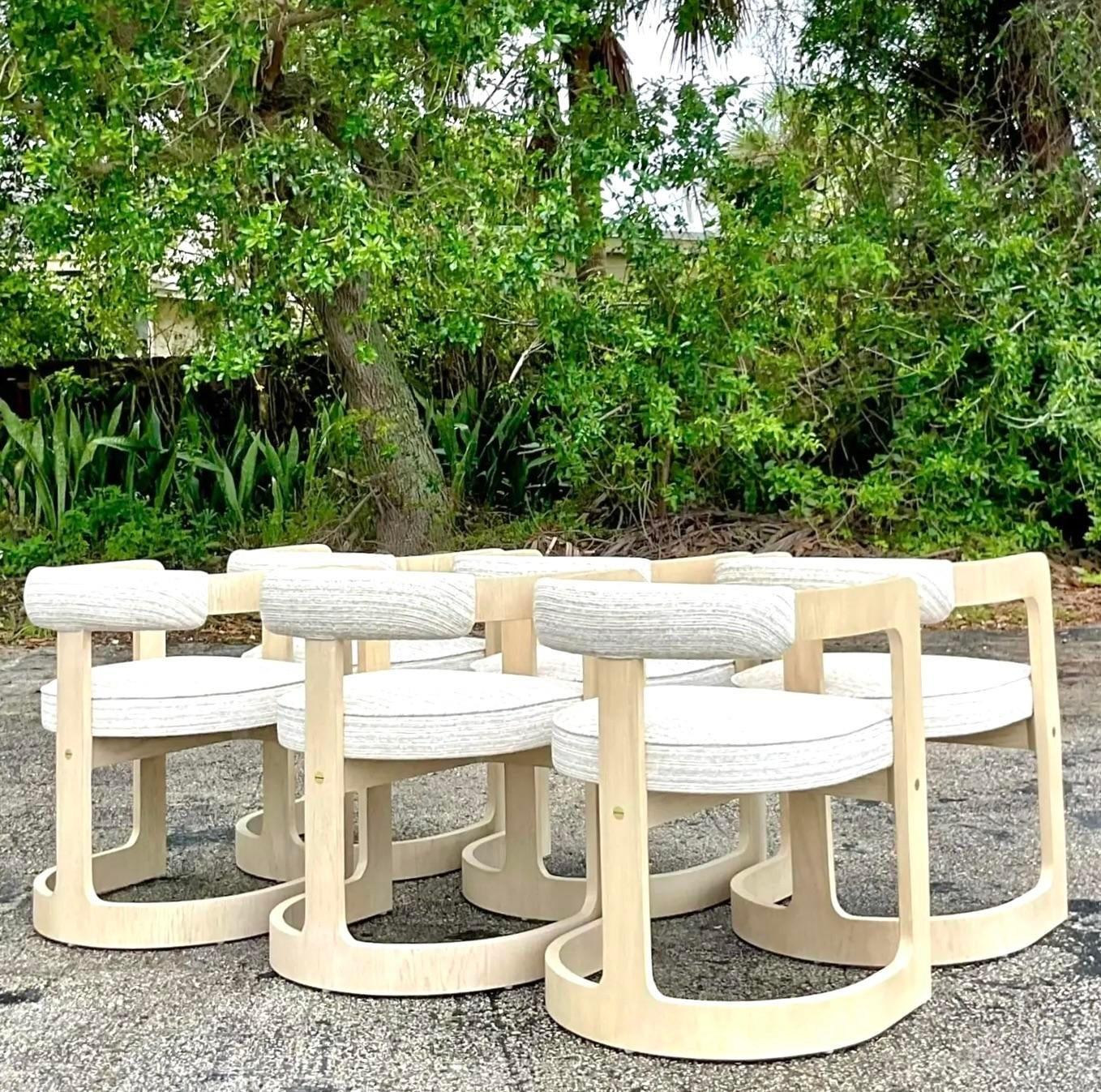 Mid-Century Modern Vintage Boho Kelly Wearstler “Zuma” Dining Chairs - Set of 6