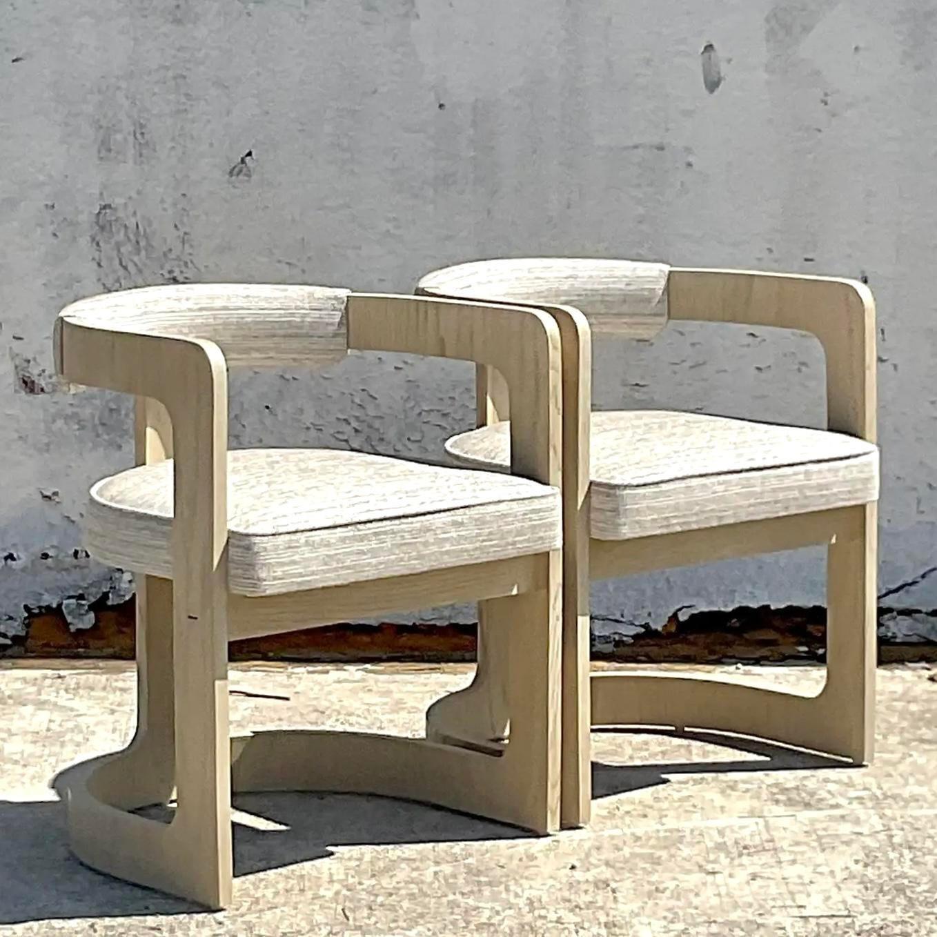 Vintage Boho Kelly Wearstler “Zuma” Dining Chairs - Set of 6 In Good Condition In West Palm Beach, FL