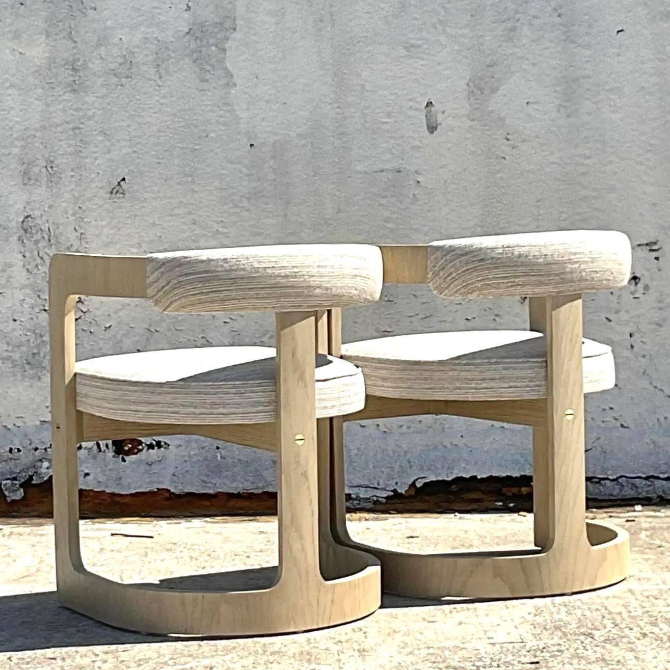 20th Century Vintage Boho Kelly Wearstler “Zuma” Dining Chairs - Set of 6