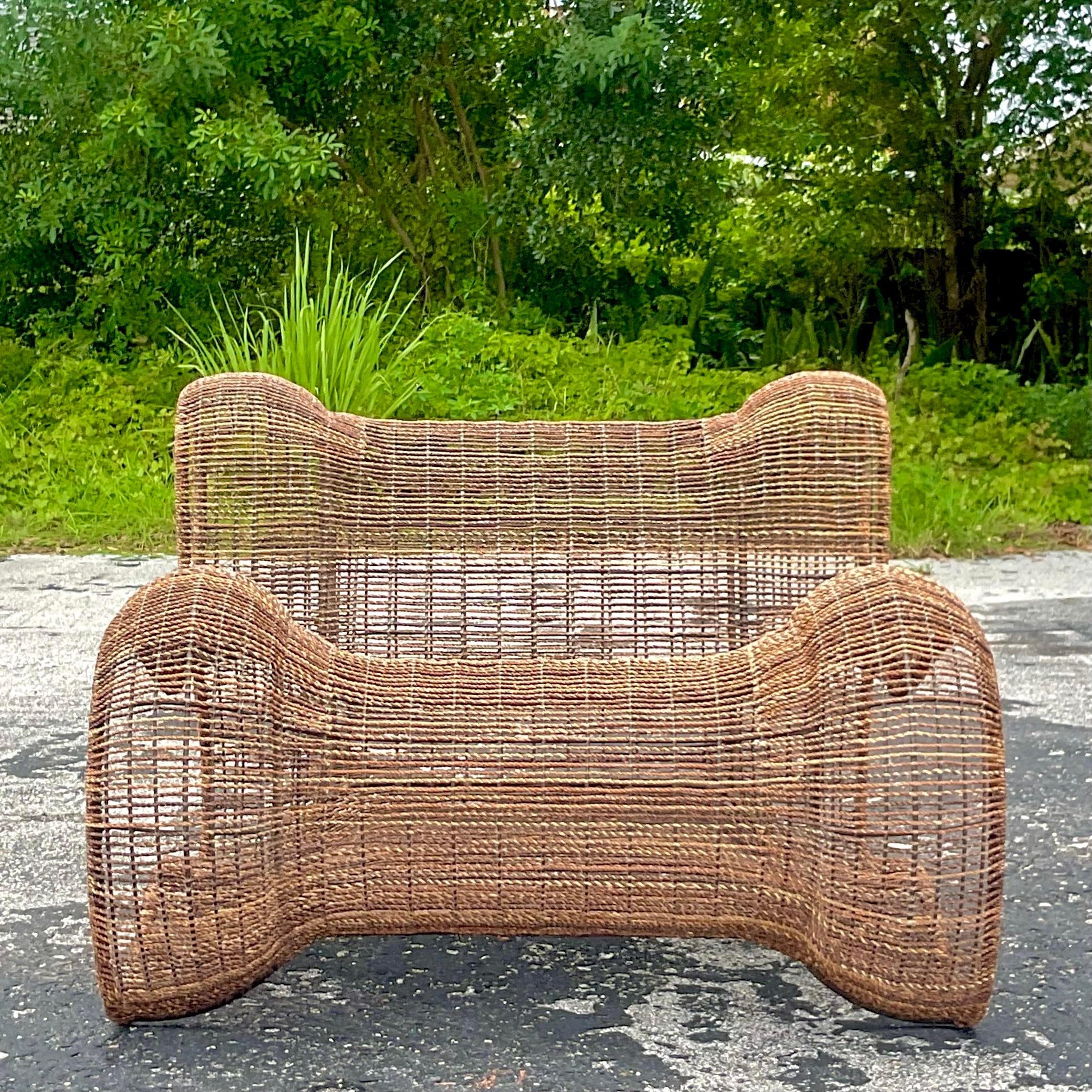 Contemporary Vintage Boho Kenneth Cobonpue “Pigalle” Easy Lounge Chair