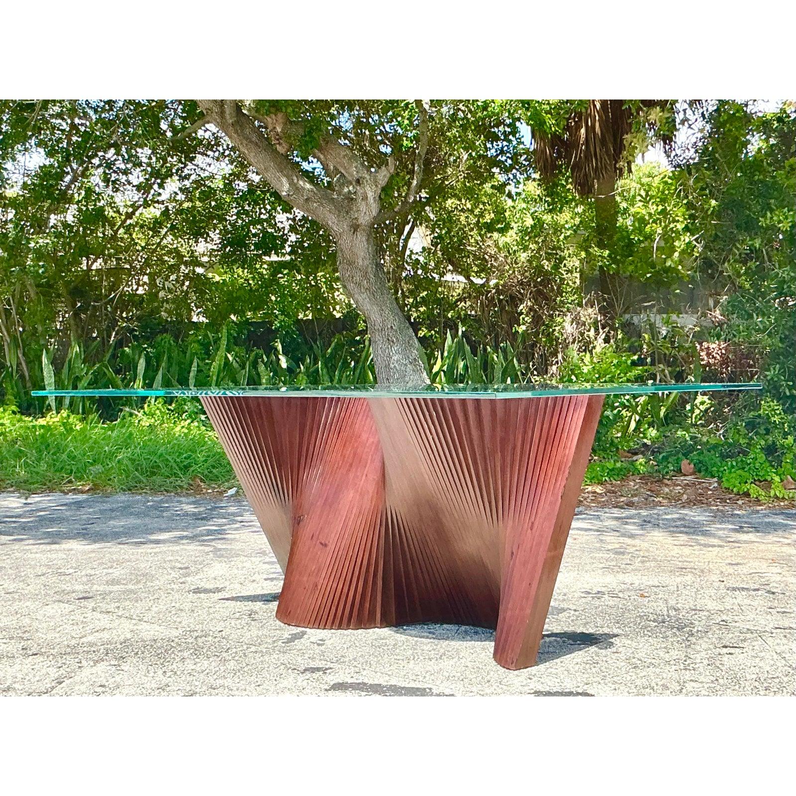 Vintage Boho Kenneth Cobonpue Wave Dining Table For Sale 3