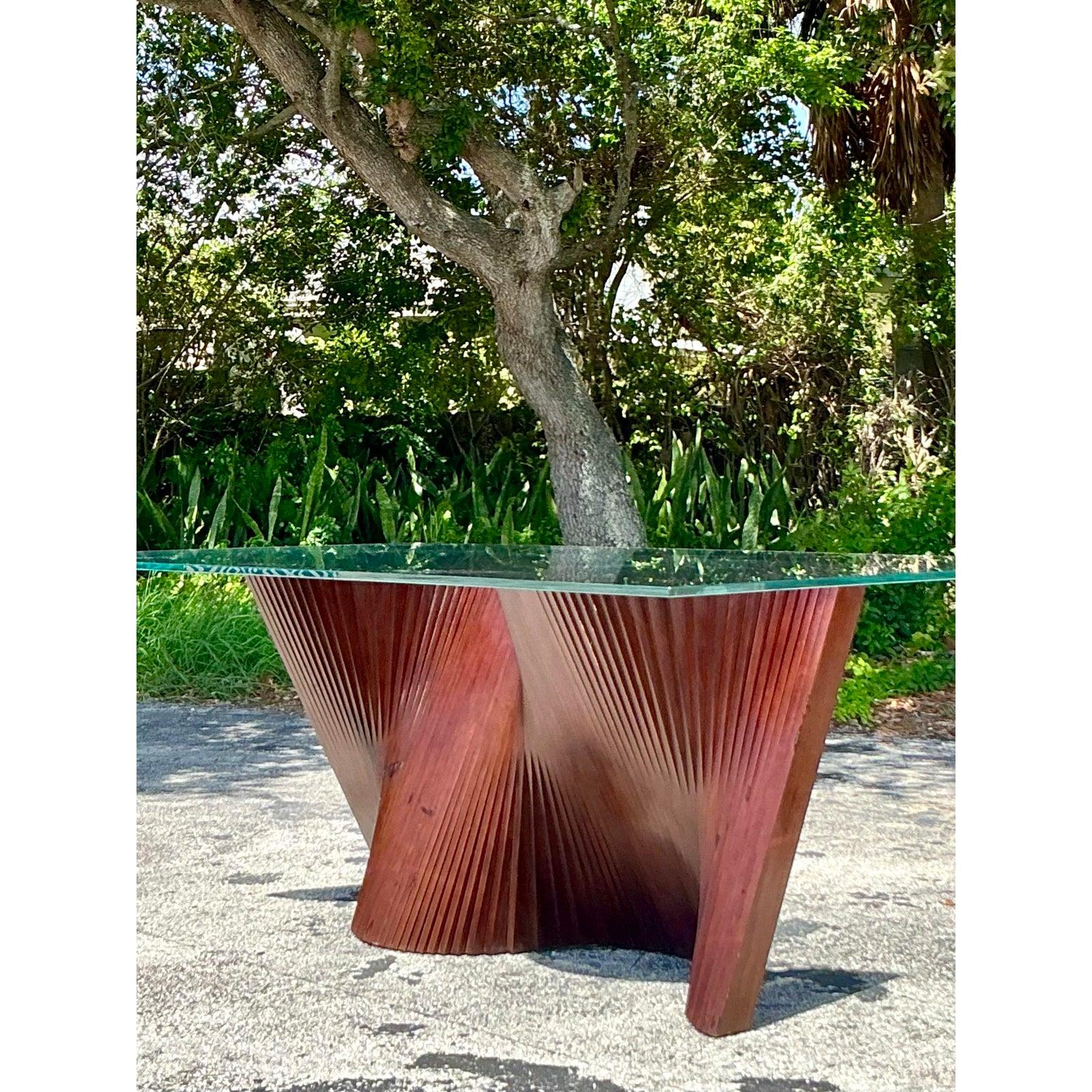 Vintage Boho Kenneth Cobonpue Wave Dining Table For Sale 4