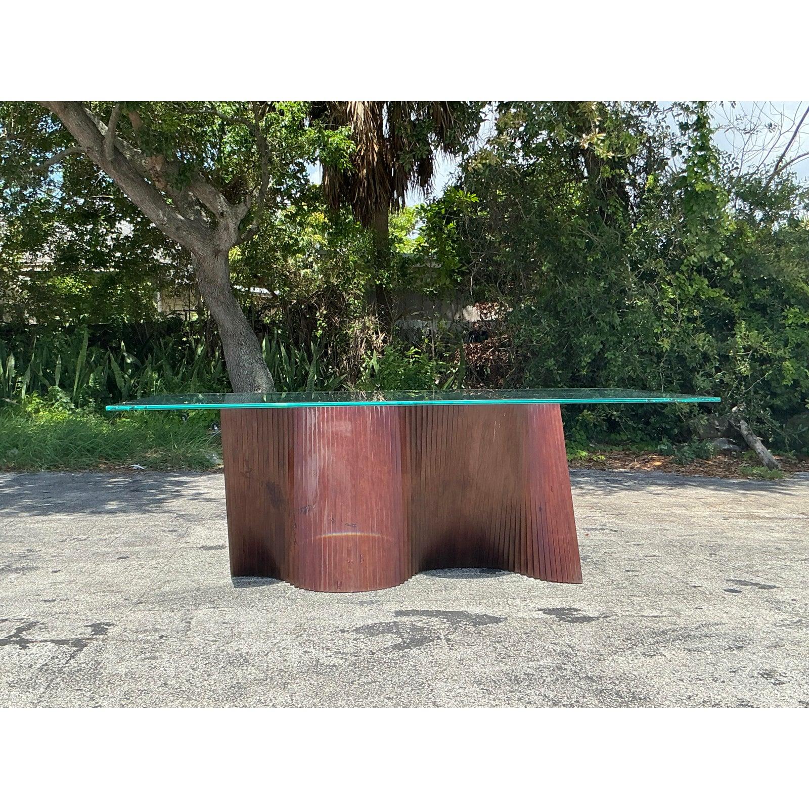 Vintage Boho Kenneth Cobonpue Wave Dining Table In Good Condition For Sale In west palm beach, FL