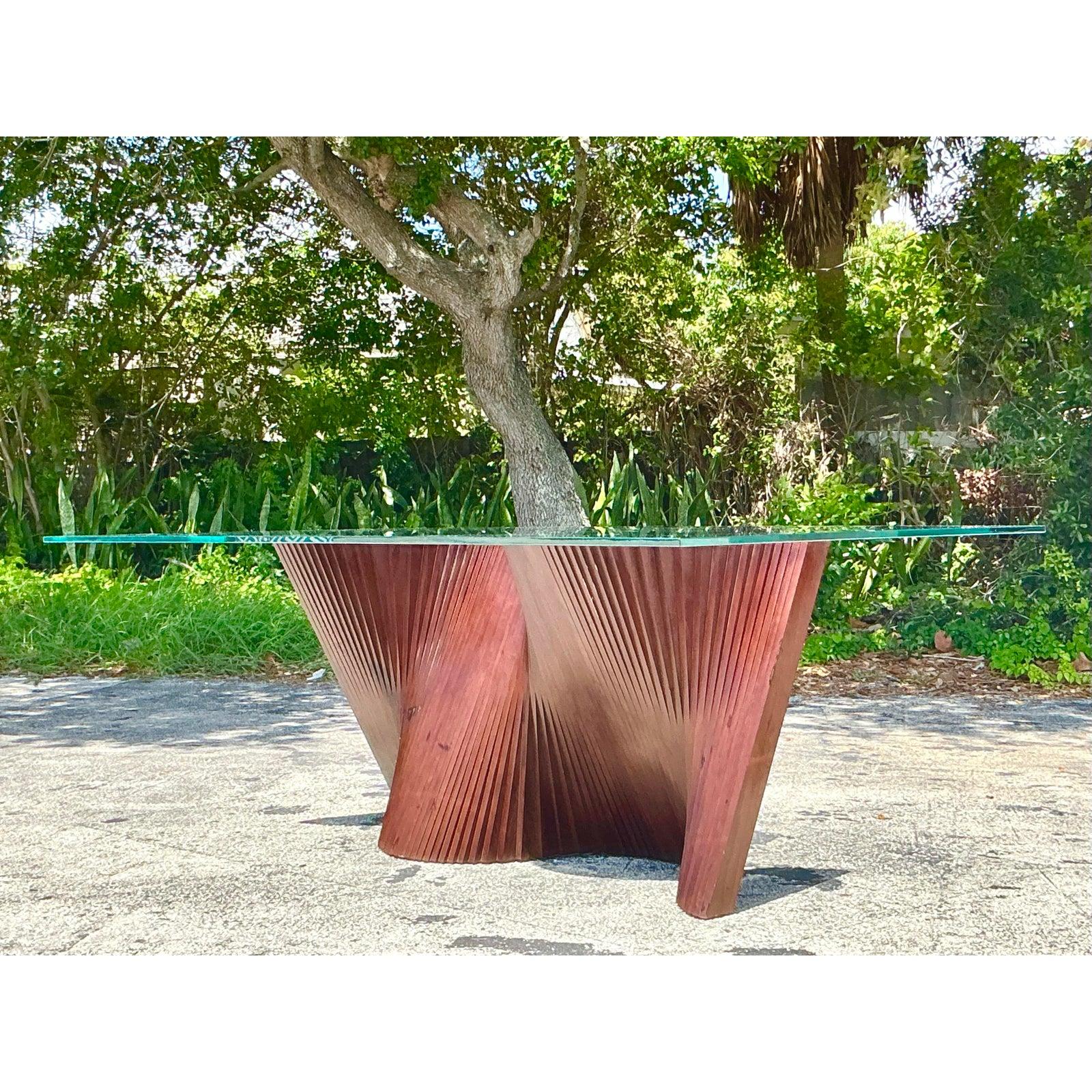 Vintage Boho Kenneth Cobonpue Wave Dining Table For Sale 2