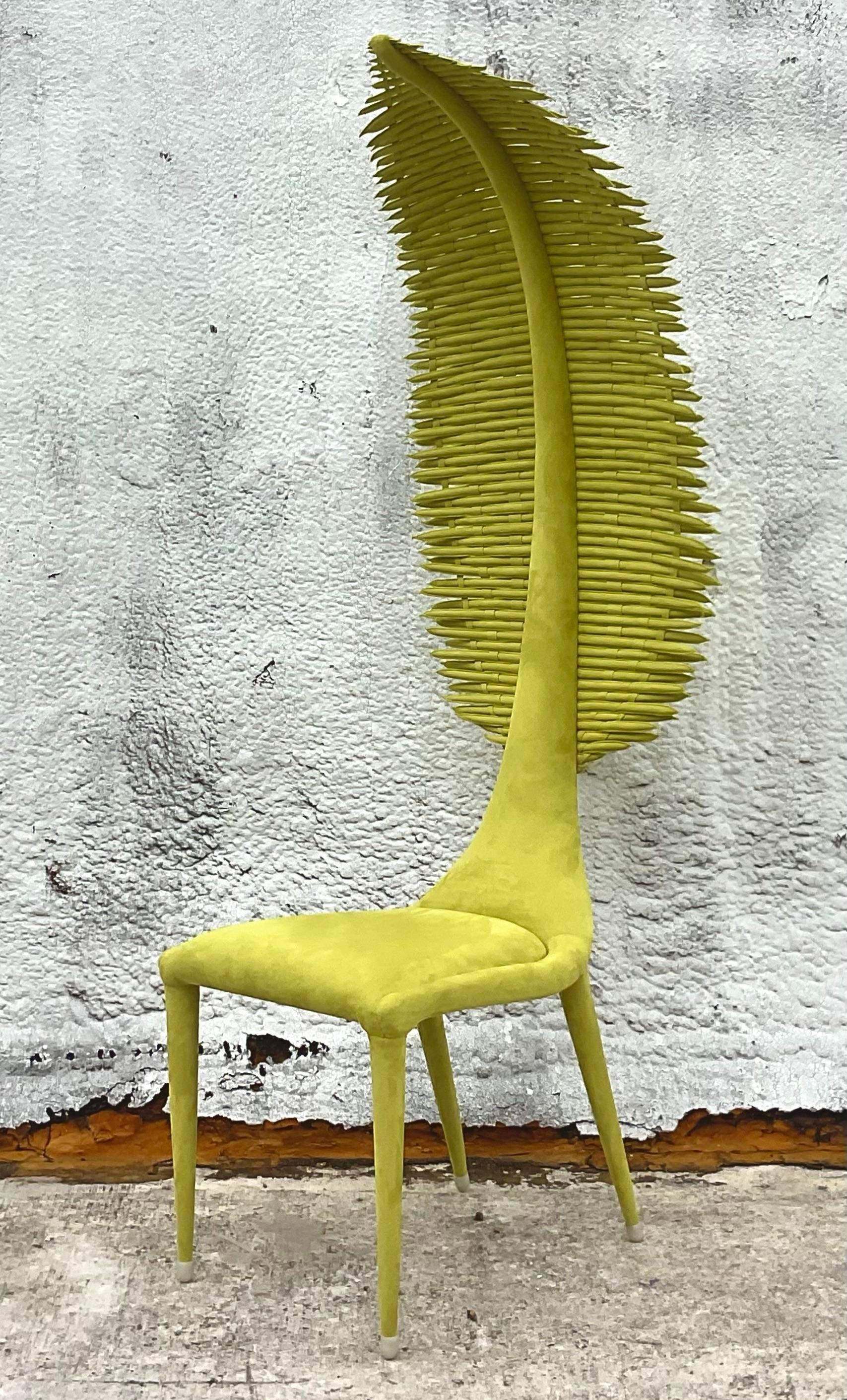 Philippine Vintage Boho Kenneth Cobonpue “Zara” Moss Green Side Chair