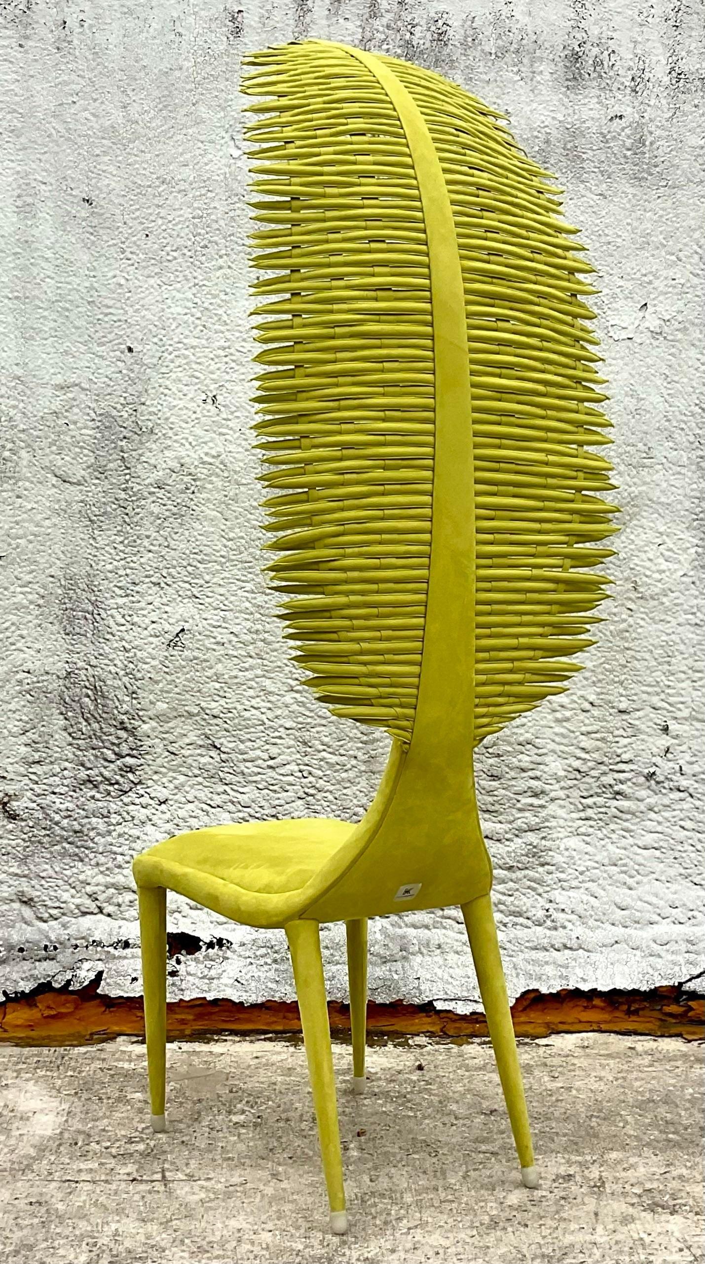Vintage Boho Kenneth Cobonpue “Zara” Moss Green Side Chair 1