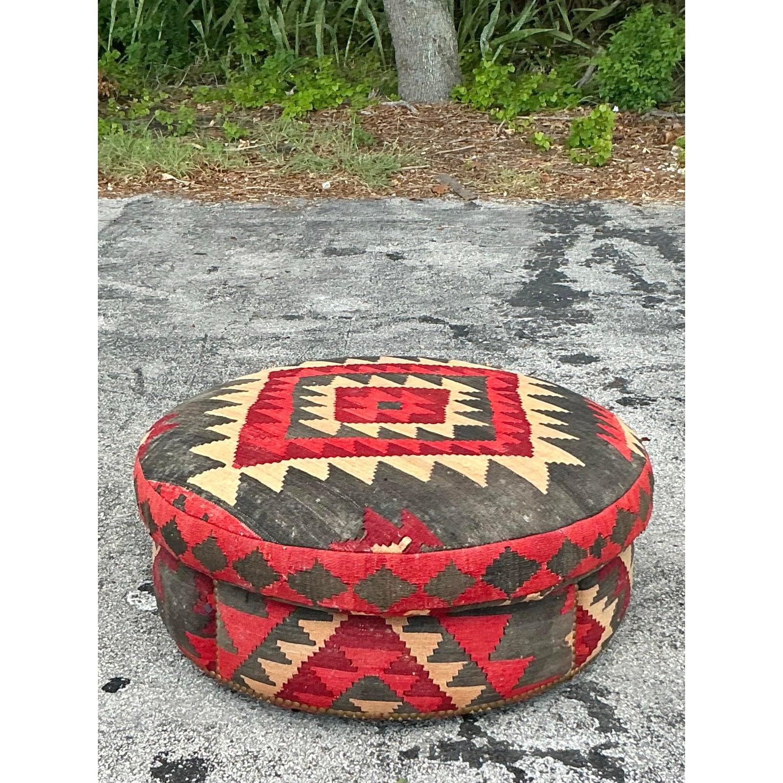 Américain Ottoman vintage Boho Kilim en vente