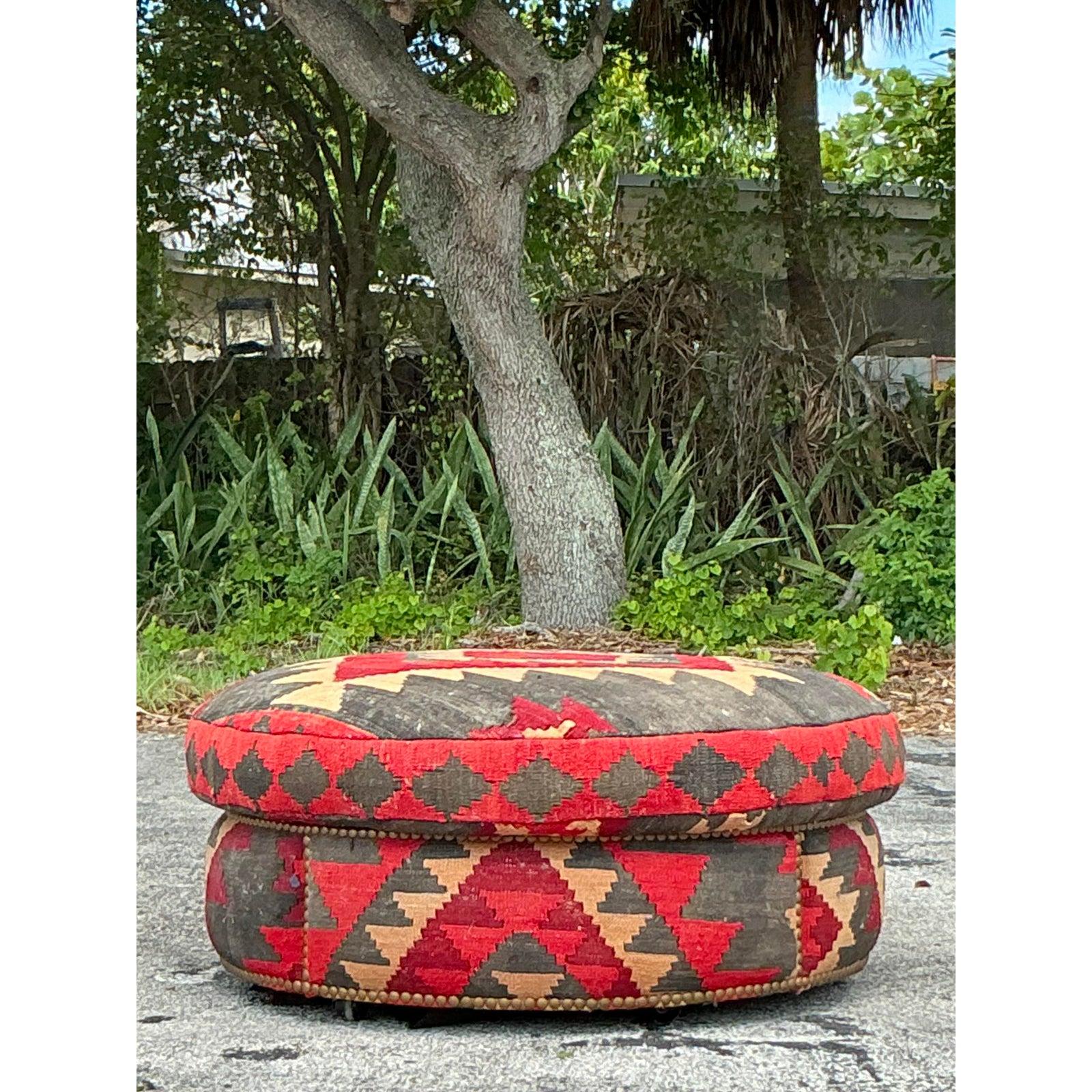 Ottoman vintage Boho Kilim Bon état - En vente à west palm beach, FL