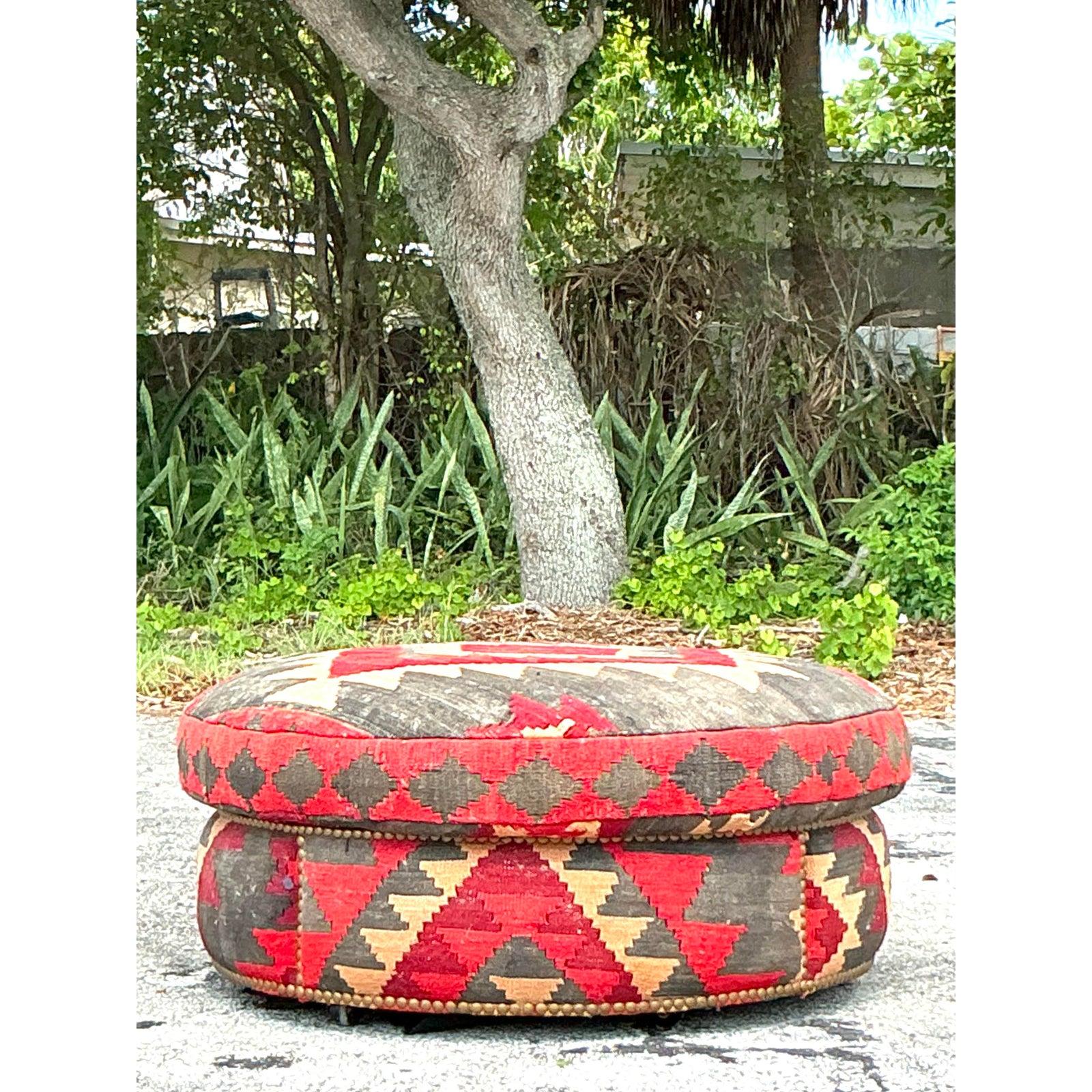 Ottoman vintage Boho Kilim en vente 2